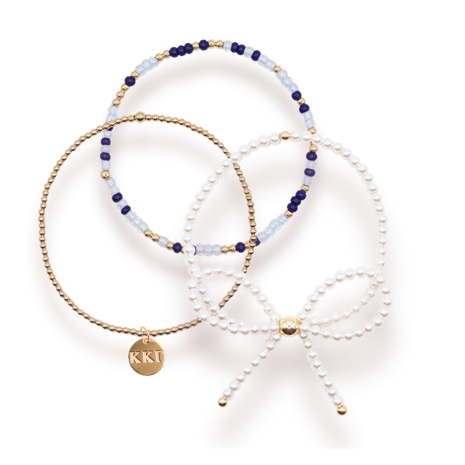Kappa Kappa Gamma Charm + Sprinkle Bow Bracelet Stack