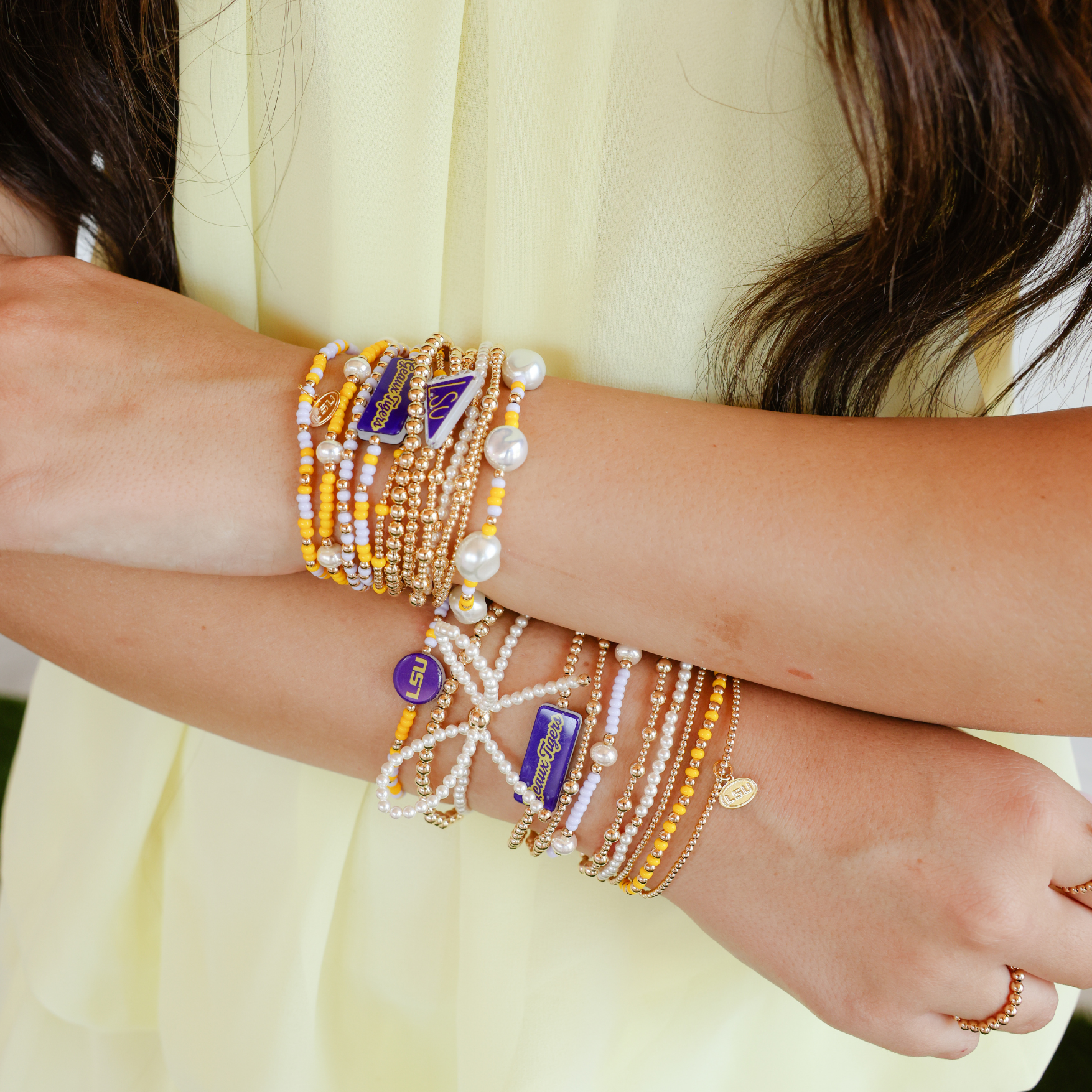 LSU Logo Flip Bracelet on Gold