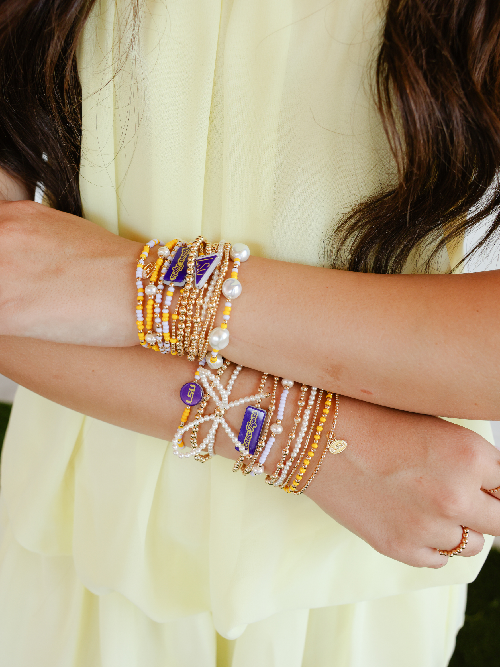 LSU Logo Charm Bracelet on Gold