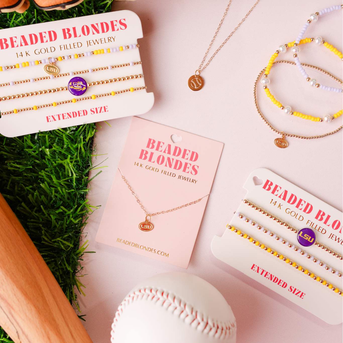 LSU Logo Charm Bracelet on Gold