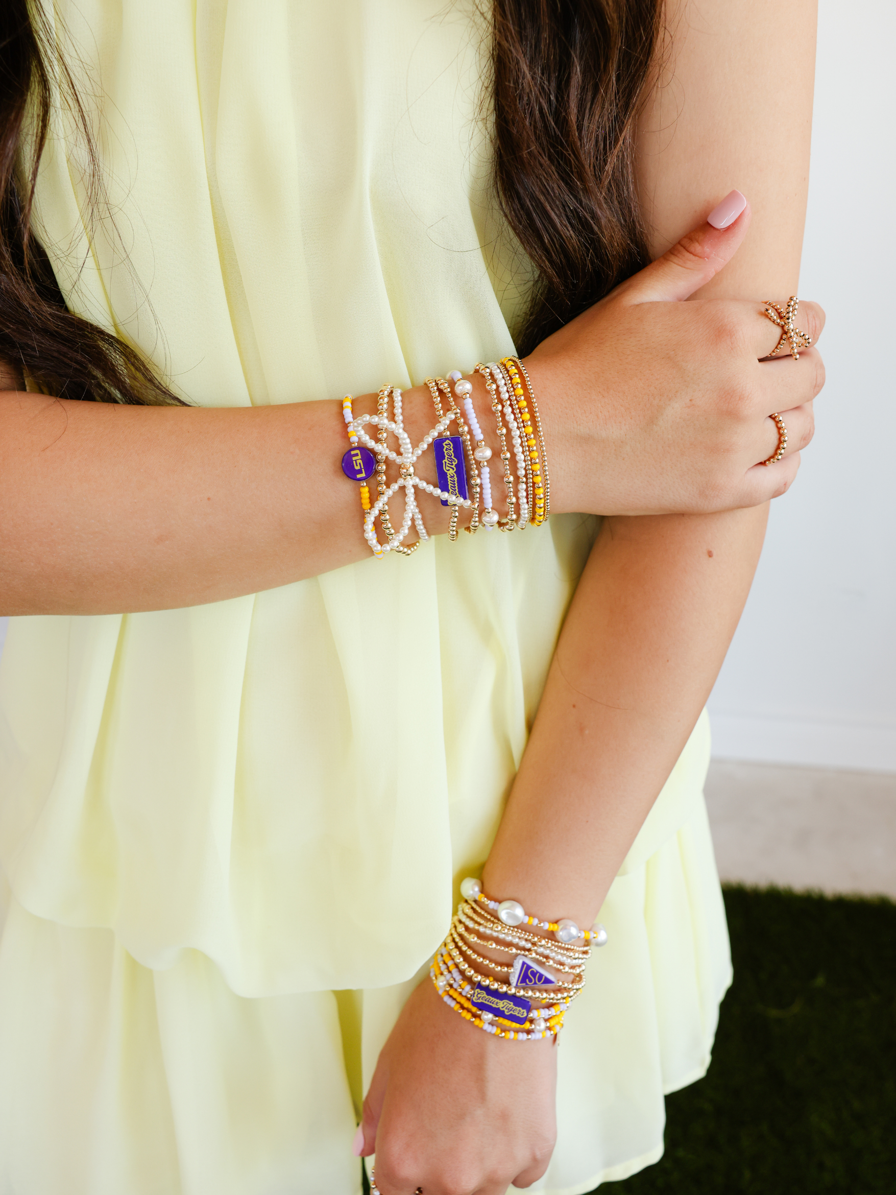 LSU Logo Charm Bracelet on Color