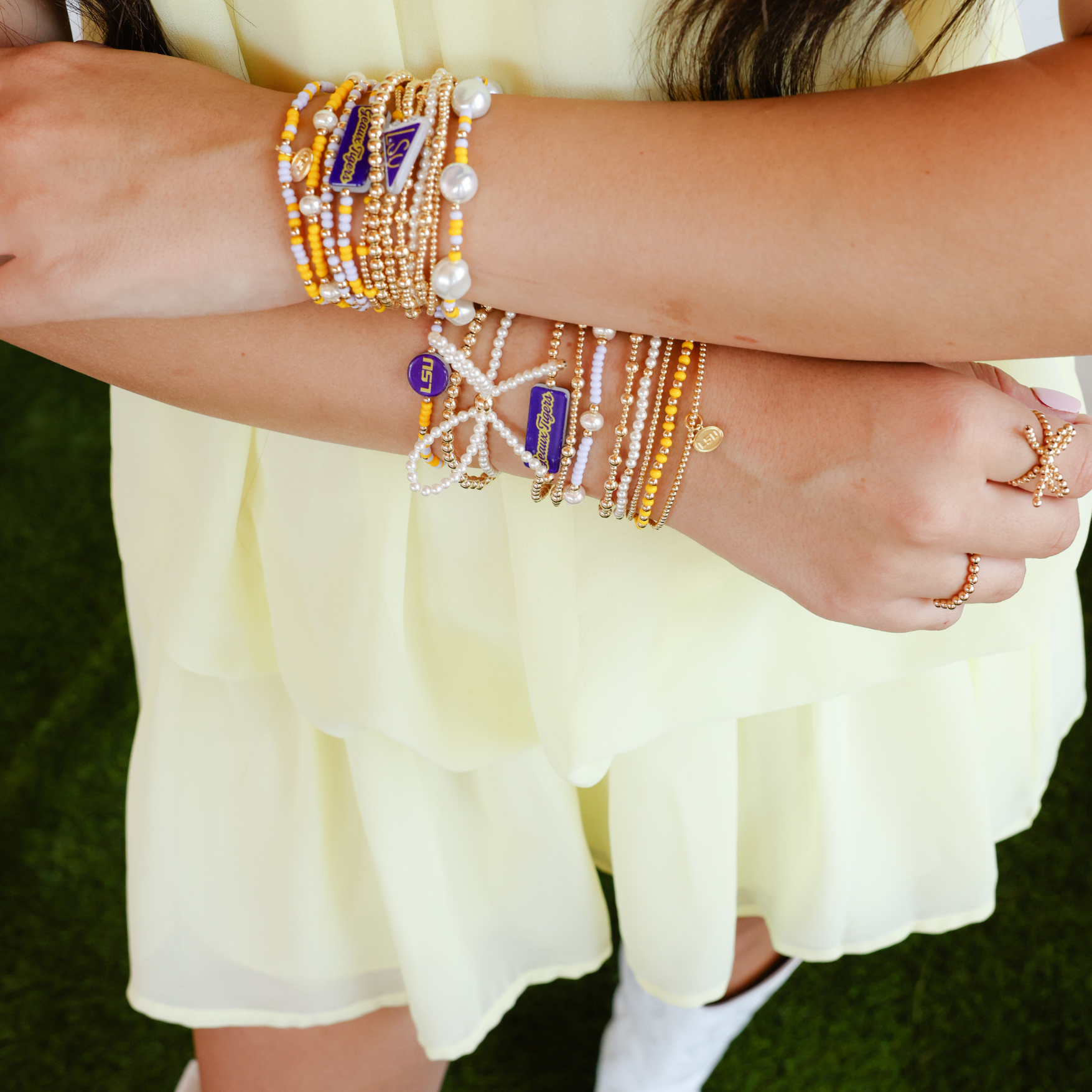 LSU Logo Charm Bracelet on Gold