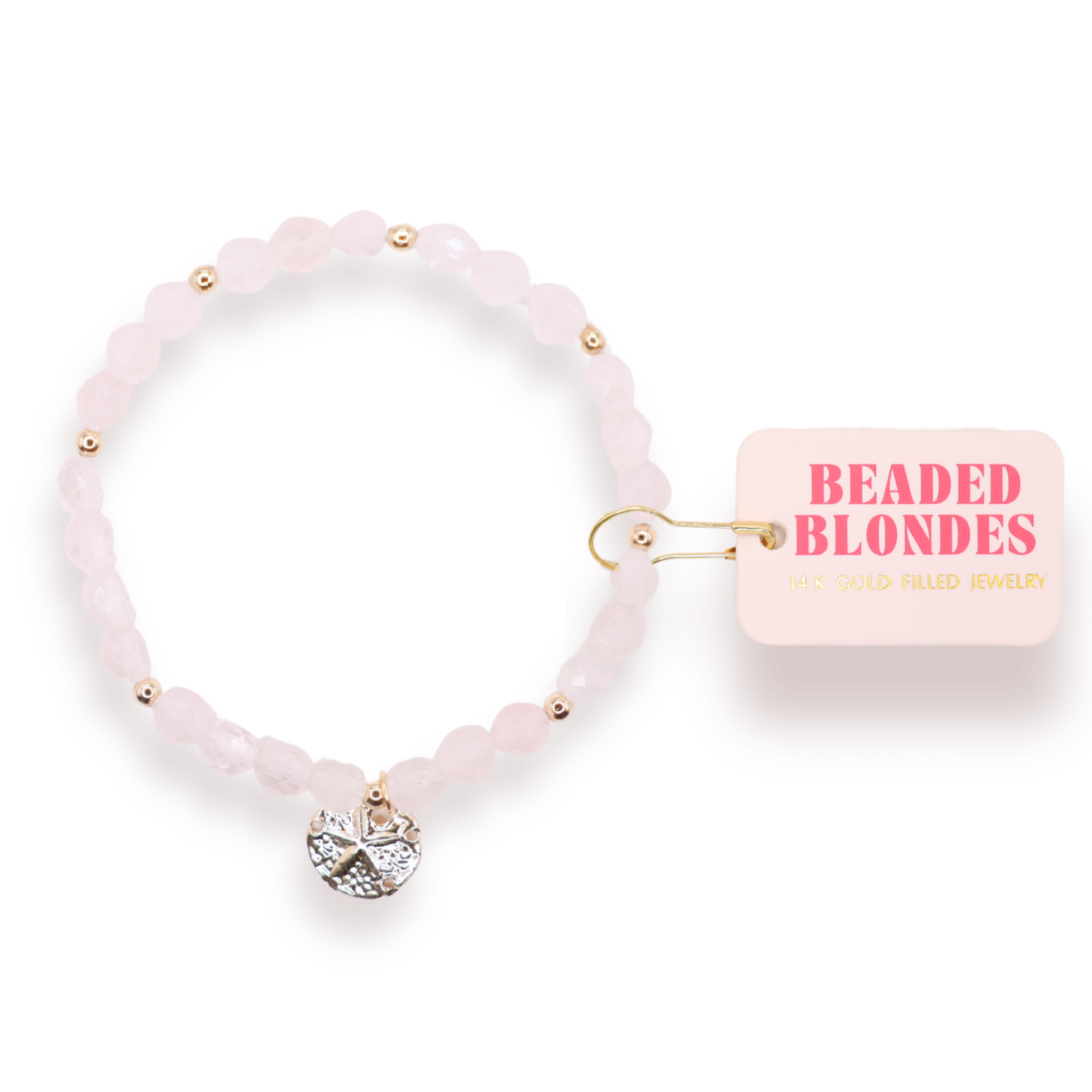 Light Pink Gemstone with Sand Dollar Charm Bracelet