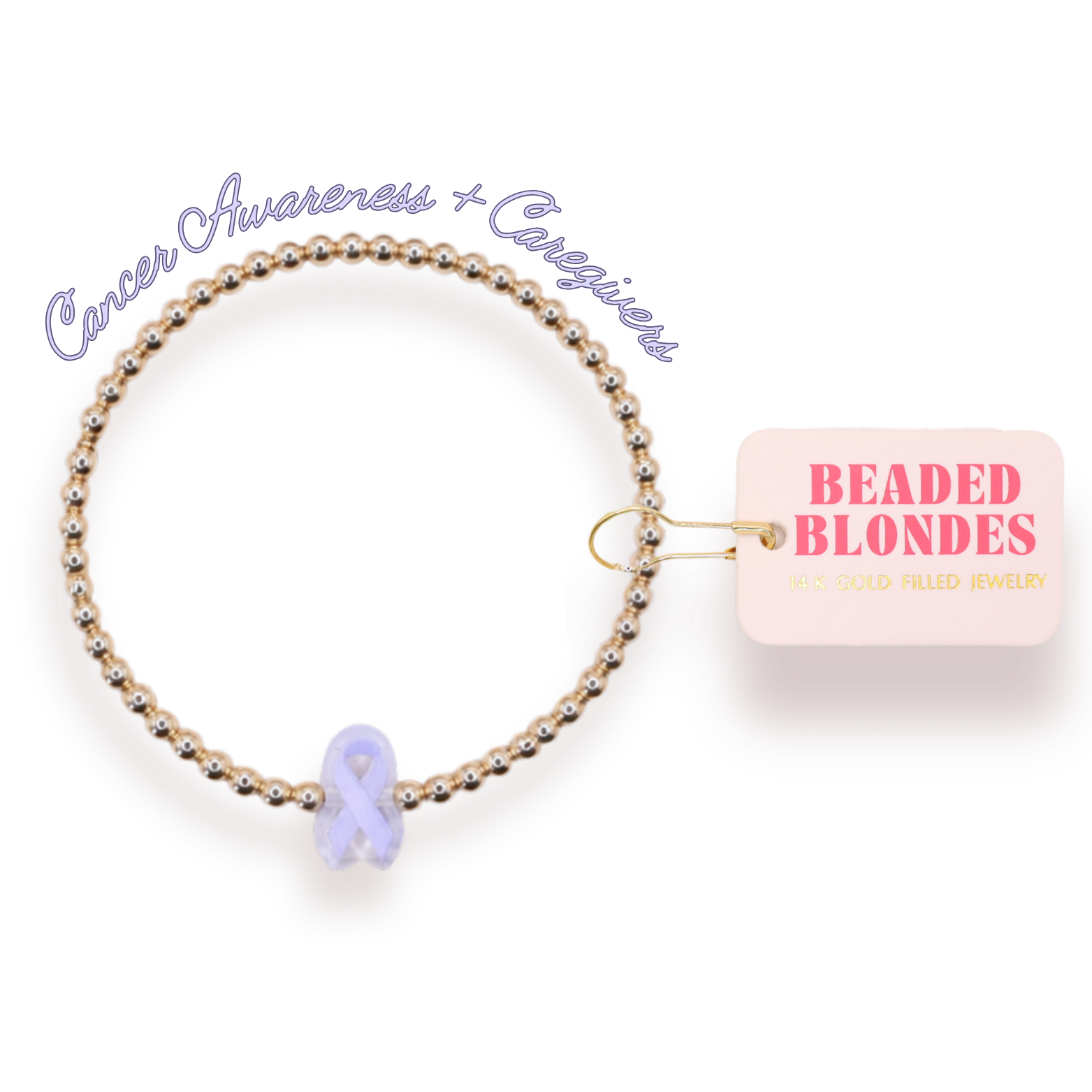 Lilac Cancer Awareness Ribbon Bracelet