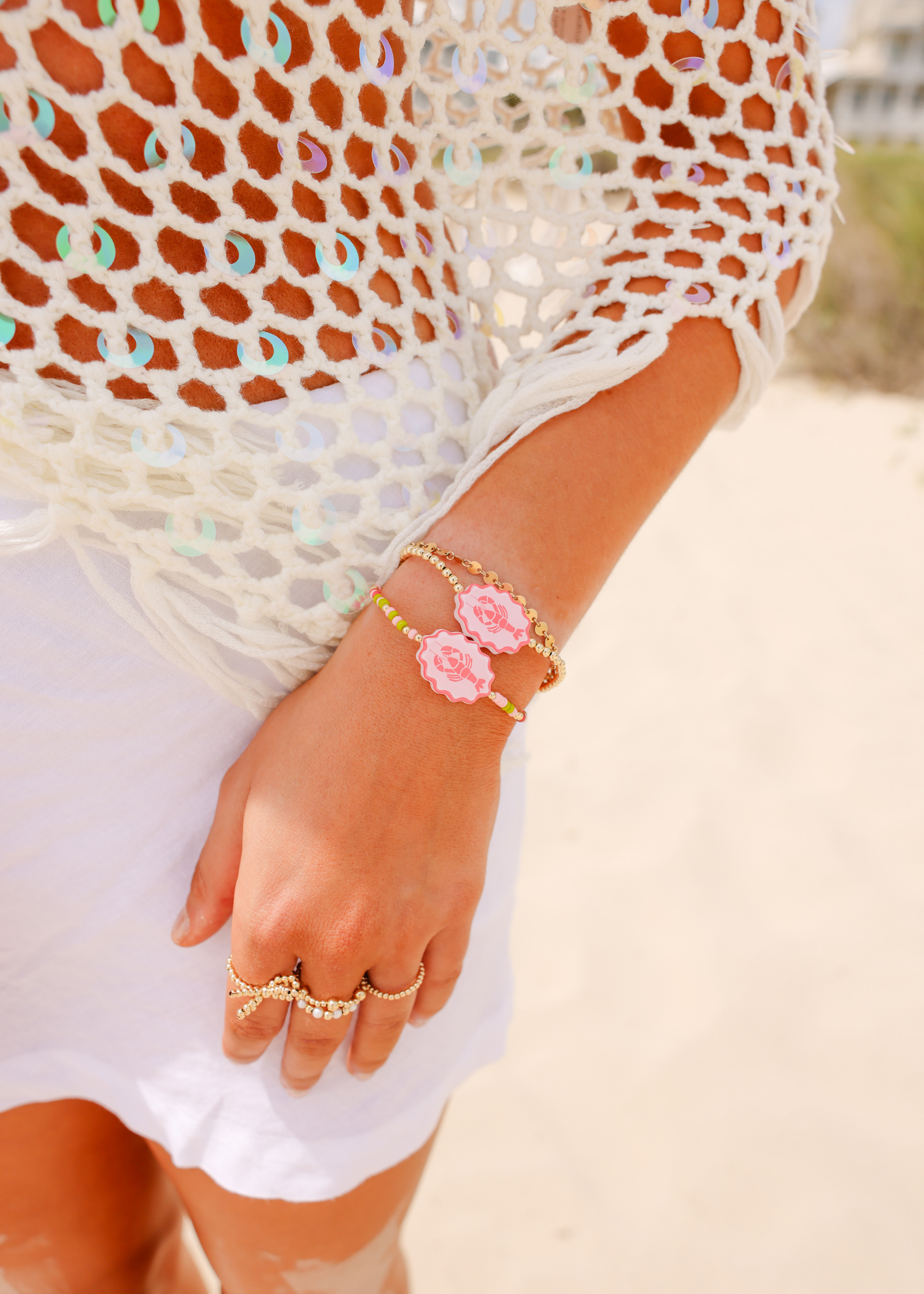 Lobster Bracelet + Dainty ILY Bracelet Stack of 2