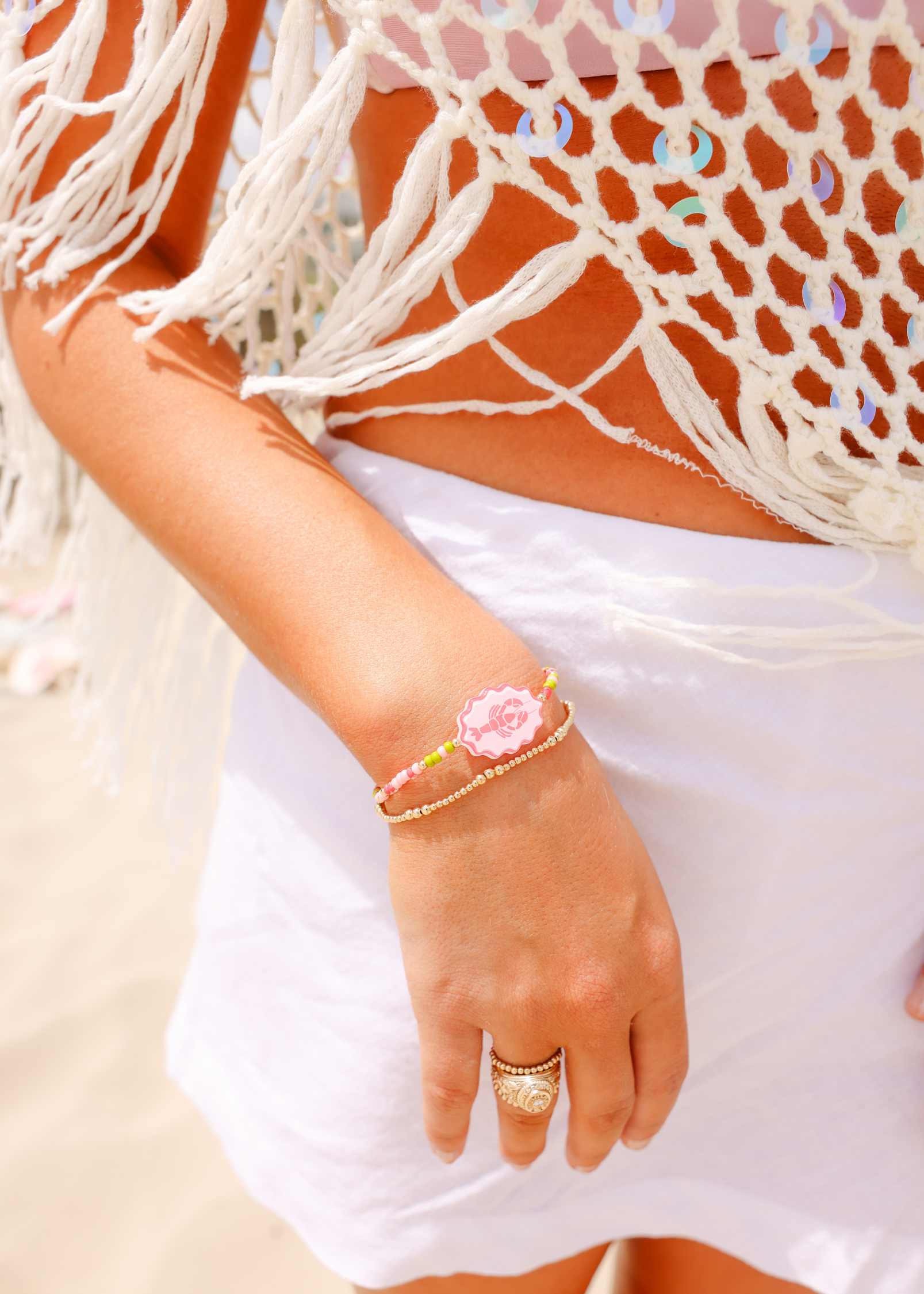 Lobster Bracelet + Dainty ILY Bracelet Stack of 2