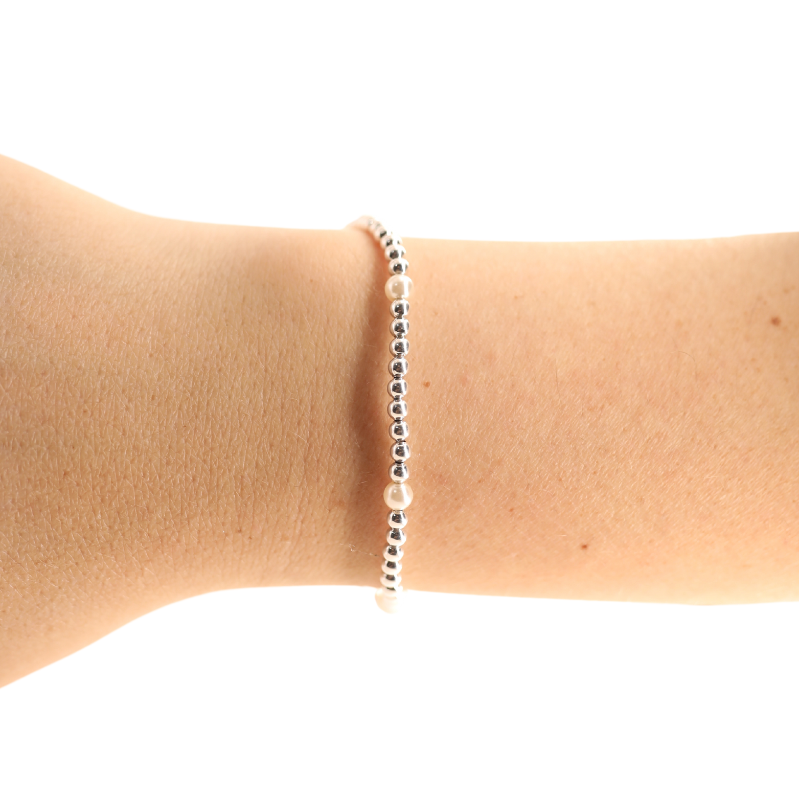 Madi Pearl Beaded Bracelet in Silver