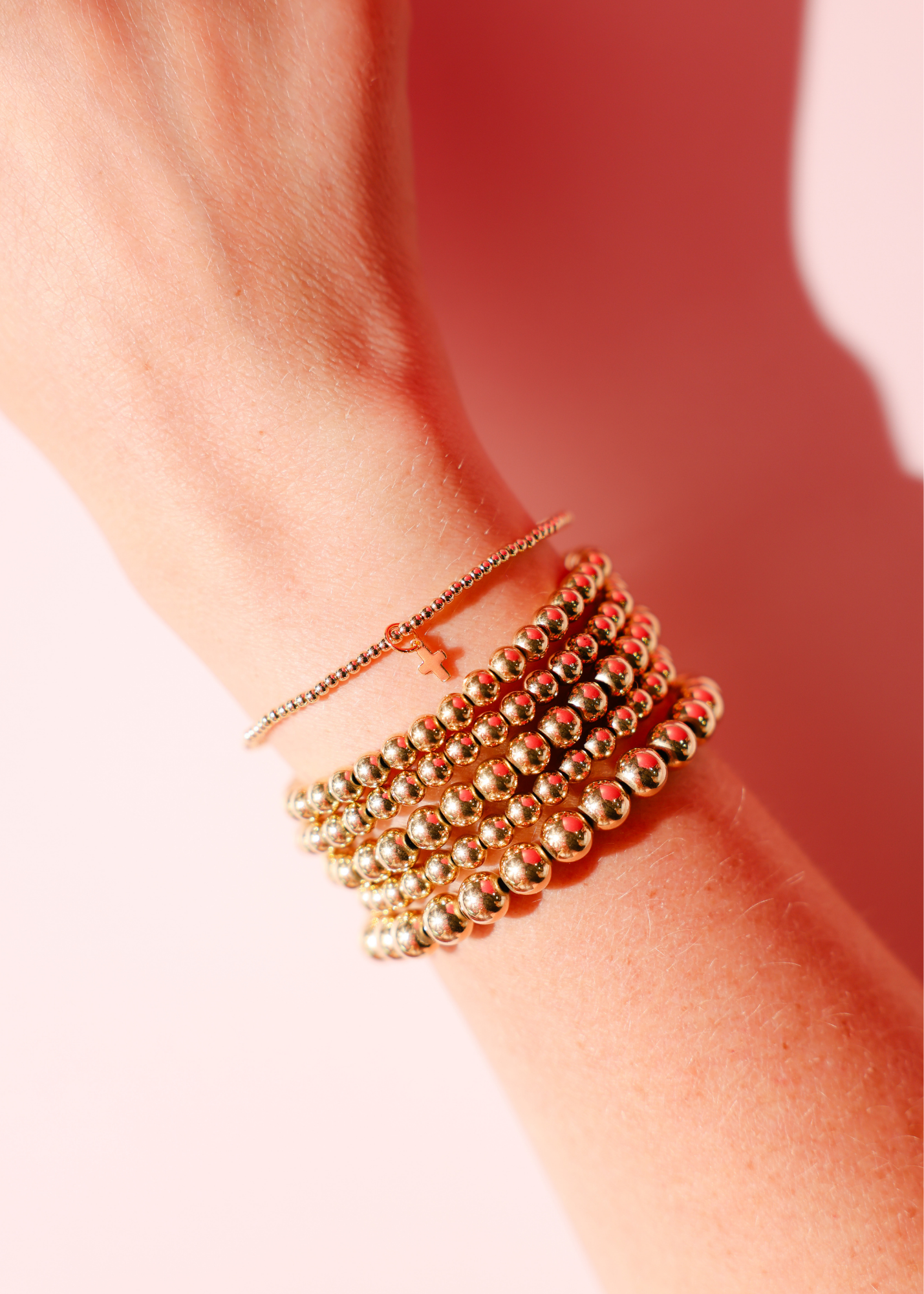 Mini Cross Charm on 2MM Gold Bracelet