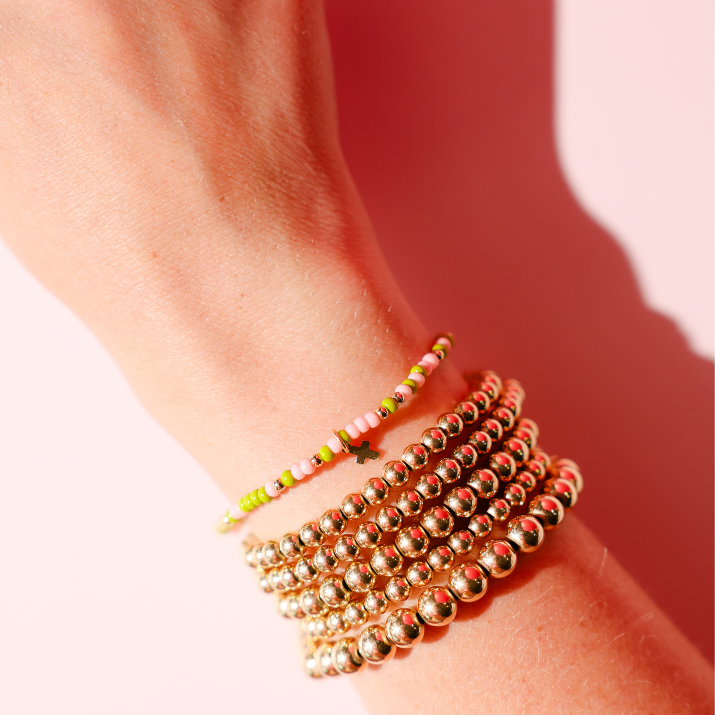 Mini Cross Charm on Palm Beach Sprinkle Bracelet