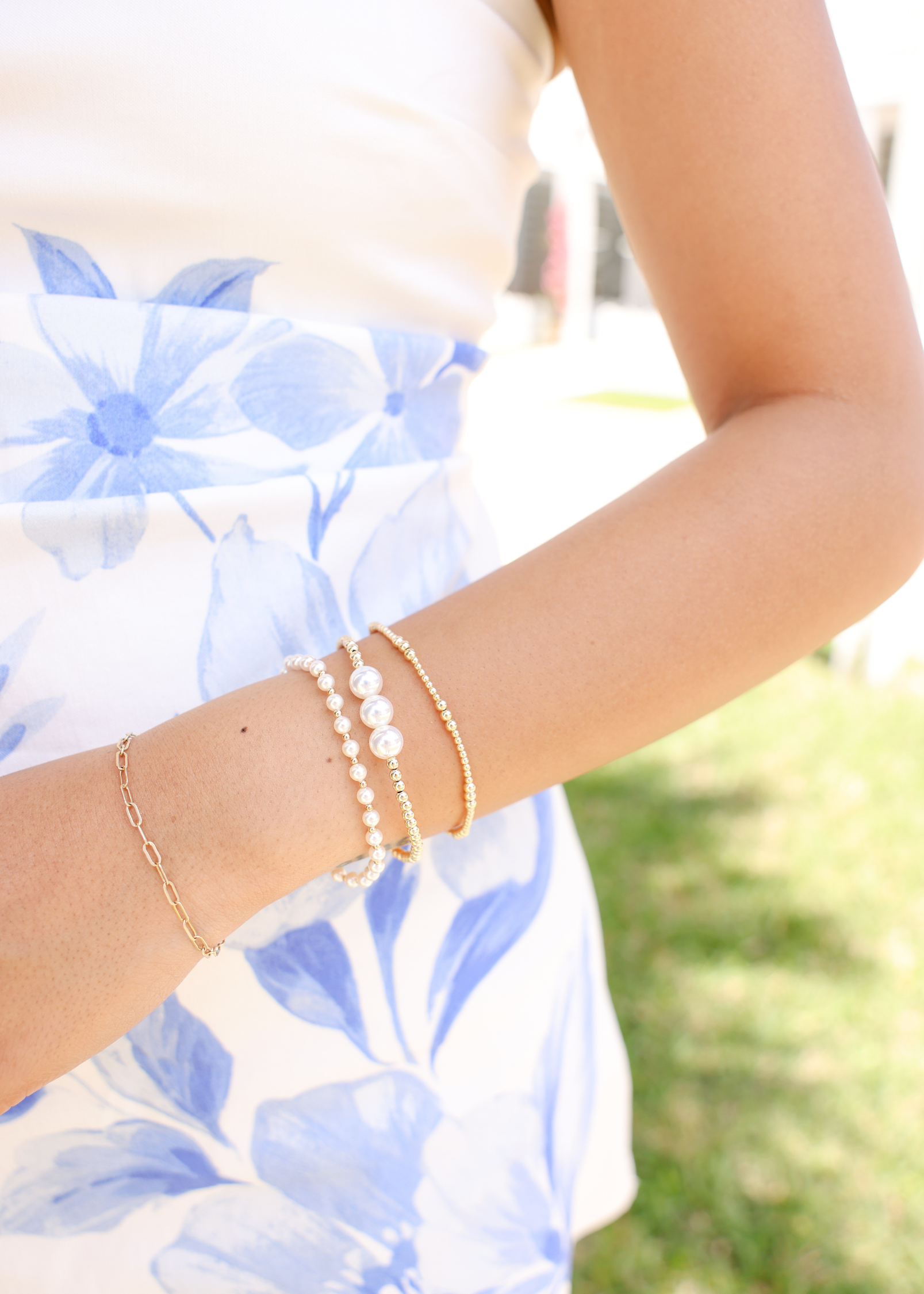 Stack of 3: Dainty ILY, Isla Pearl, Mini Luci Bracelet