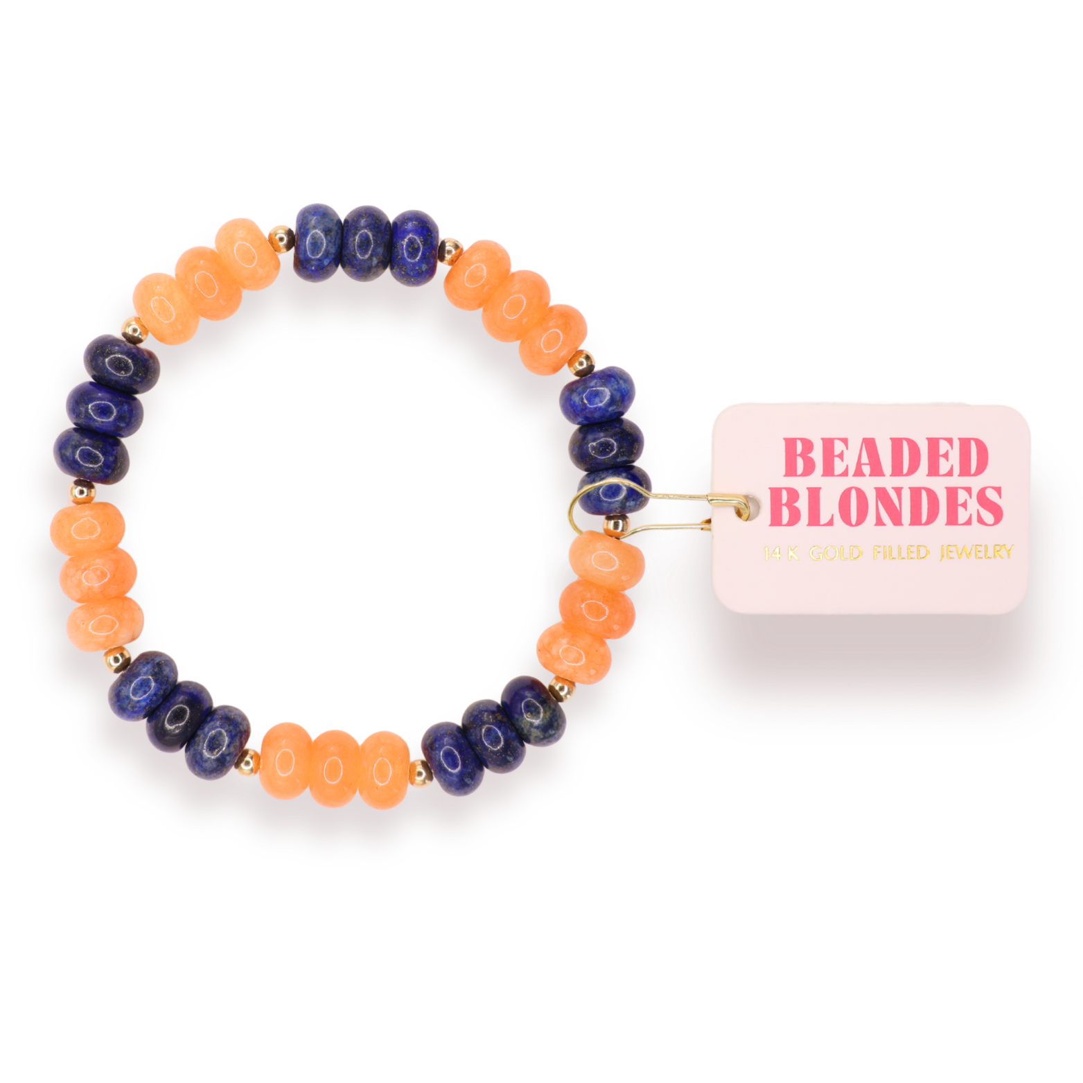 Navy & Orange Gemstone Bracelet (Sale)