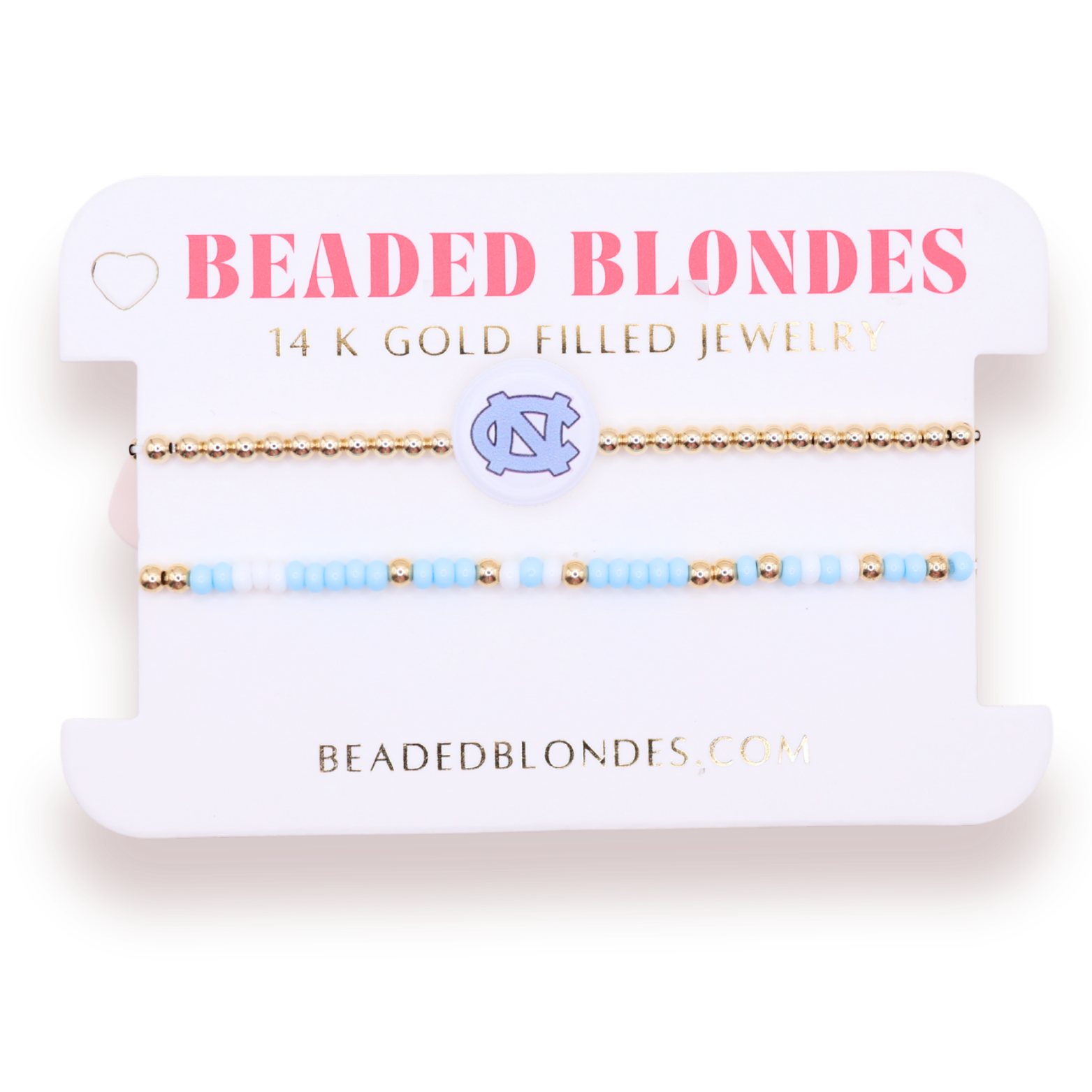 North Carolina/ Tar Heels + Sprinkle Bracelet Stack of 2