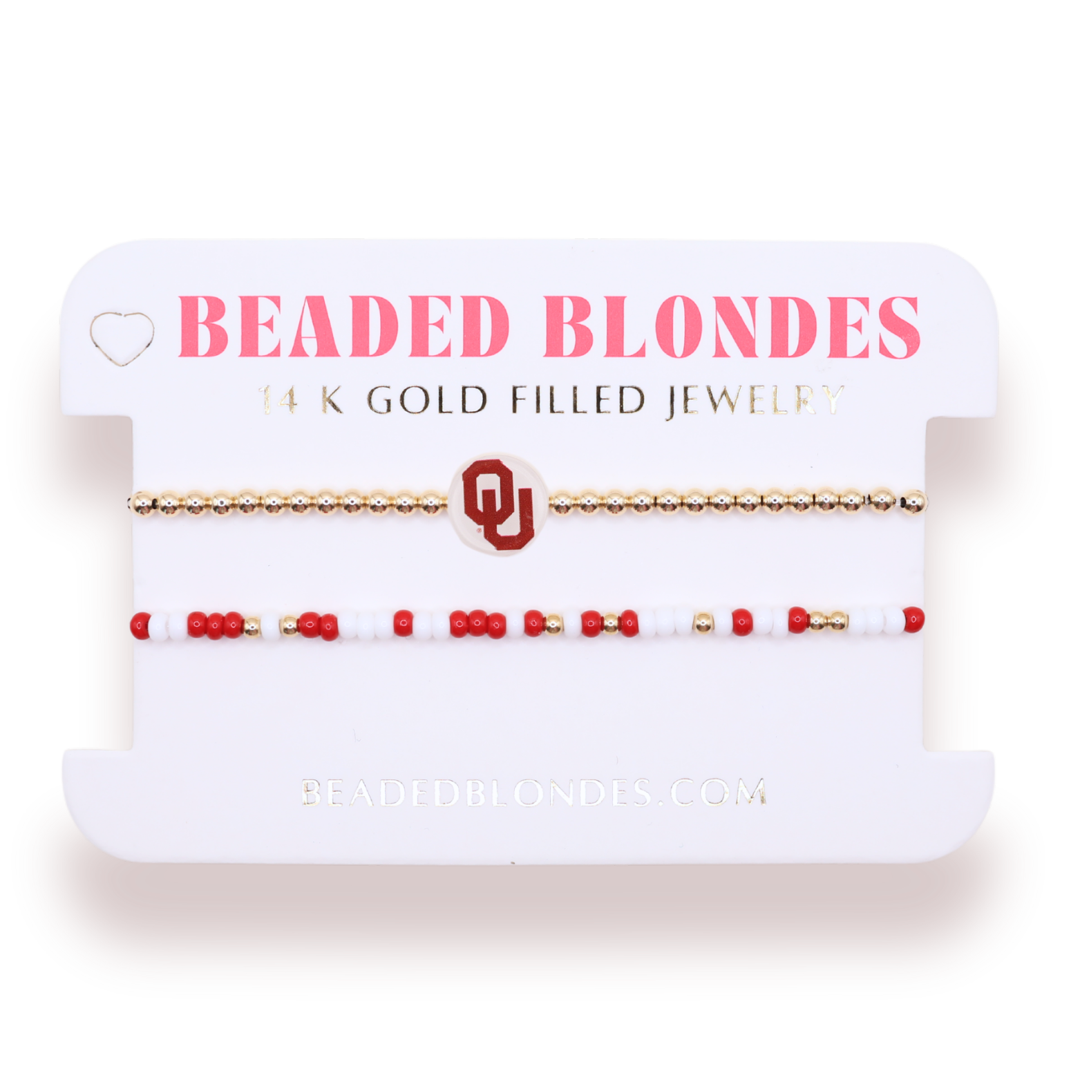 OU/ Sooners + Sprinkle Logo Bracelet Stack of 2