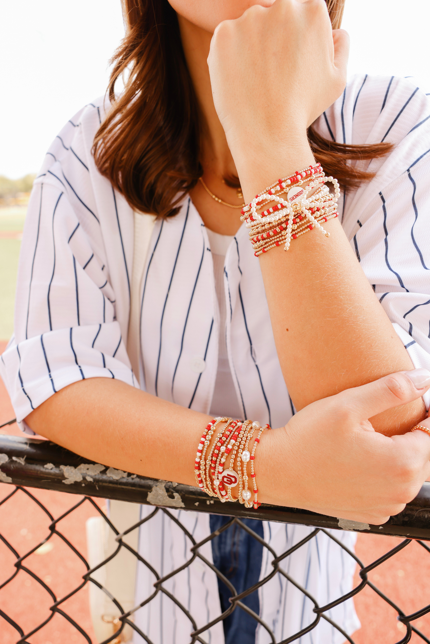 Oklahoma (OU) Logo Flip Bracelet on Gold