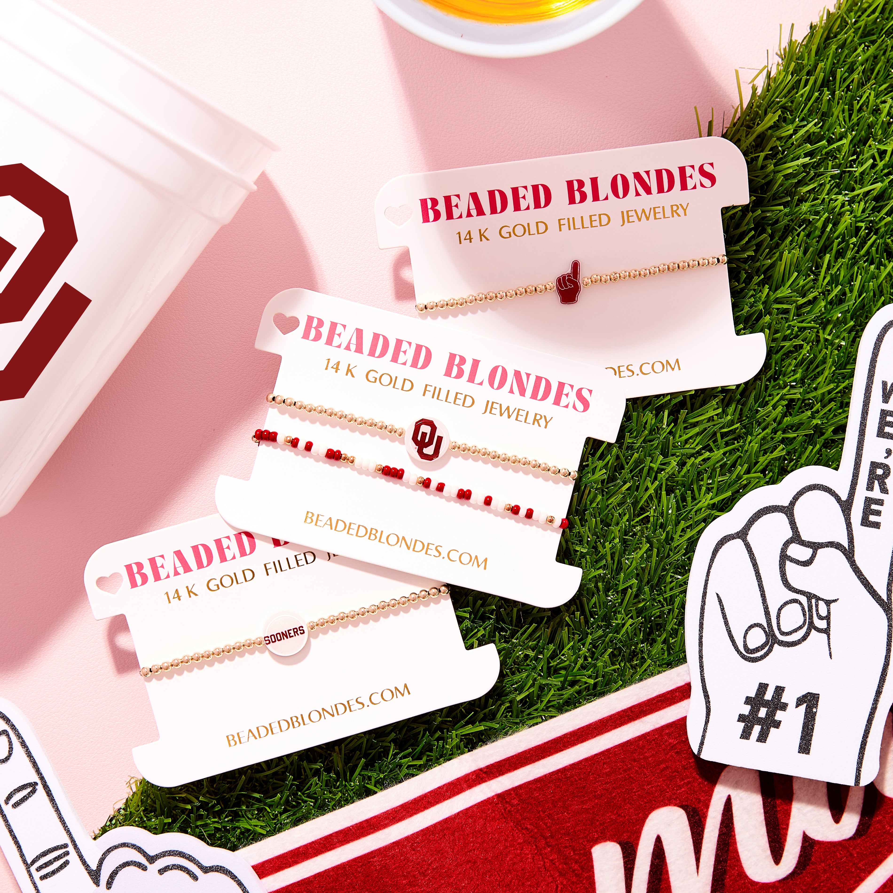 OU/ Sooners + Sprinkle Logo Bracelet Stack of 2