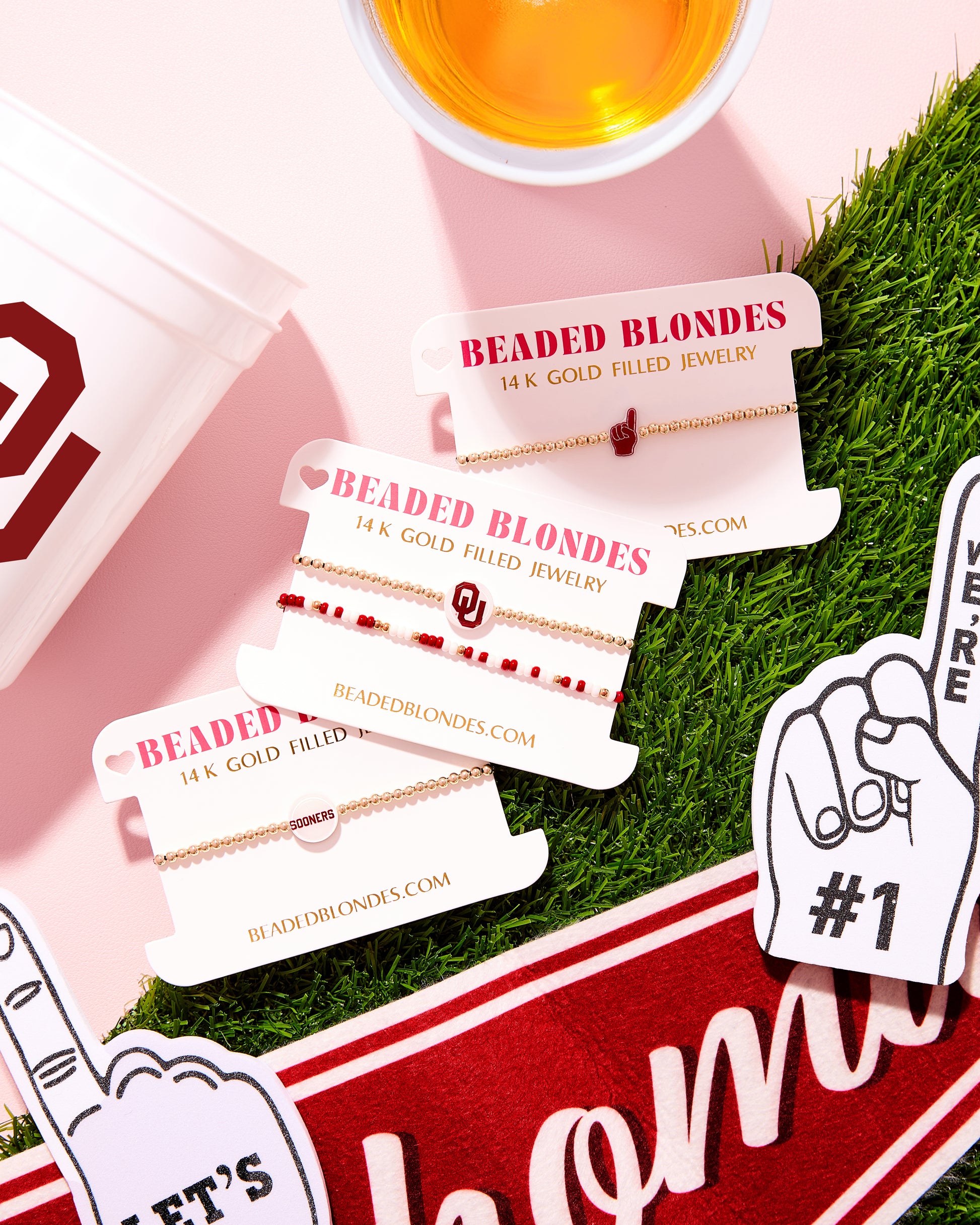 OU/ Sooners + Sprinkle Logo Bracelet Stack of 2