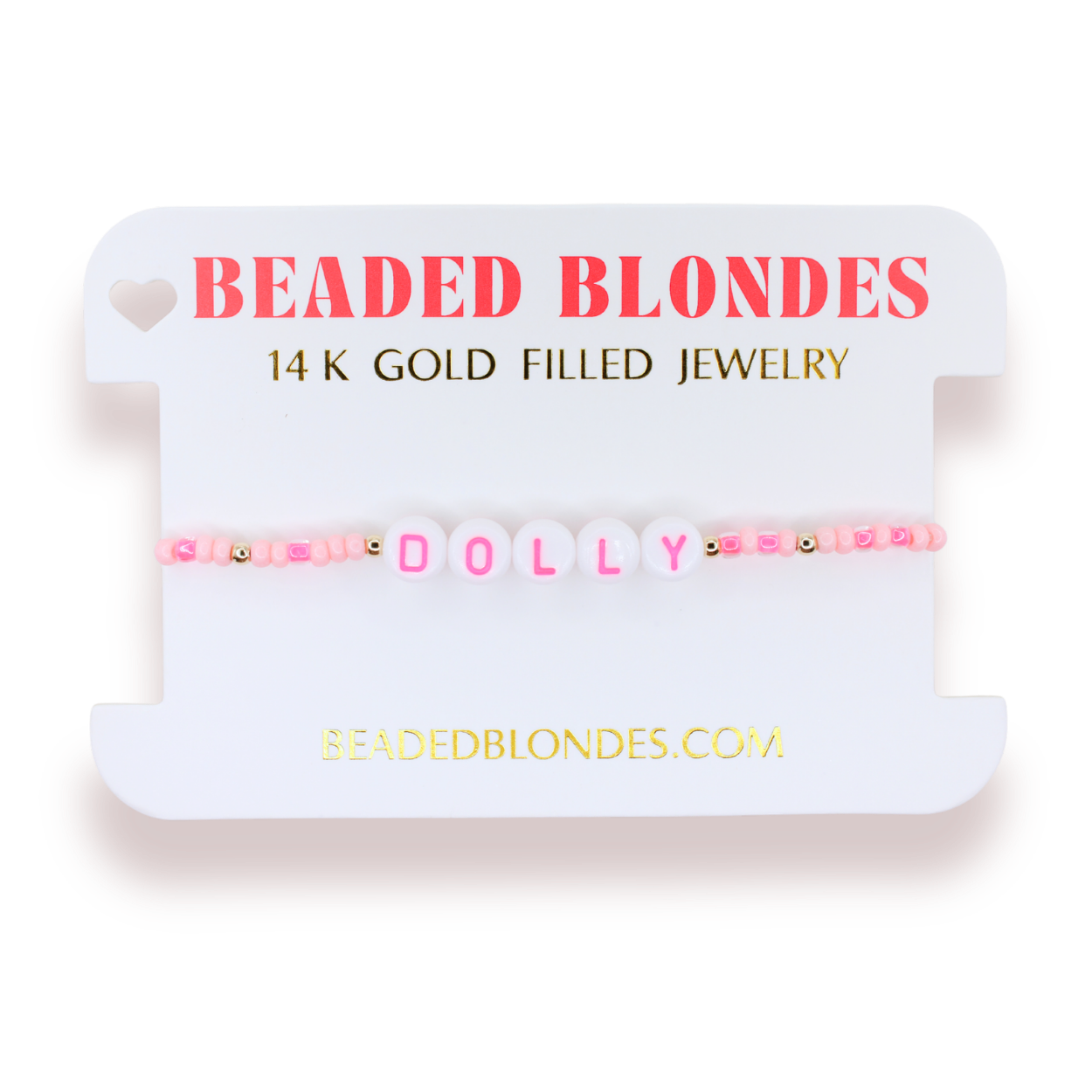 Dolly Word Bracelet on Pink Sprinkle