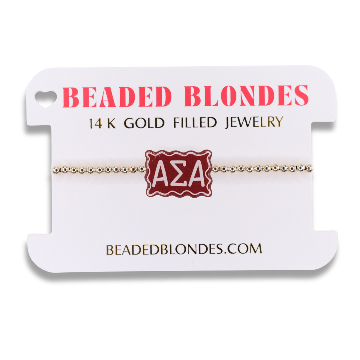 Alpha Sigma Alpha Block Bracelet on Gold