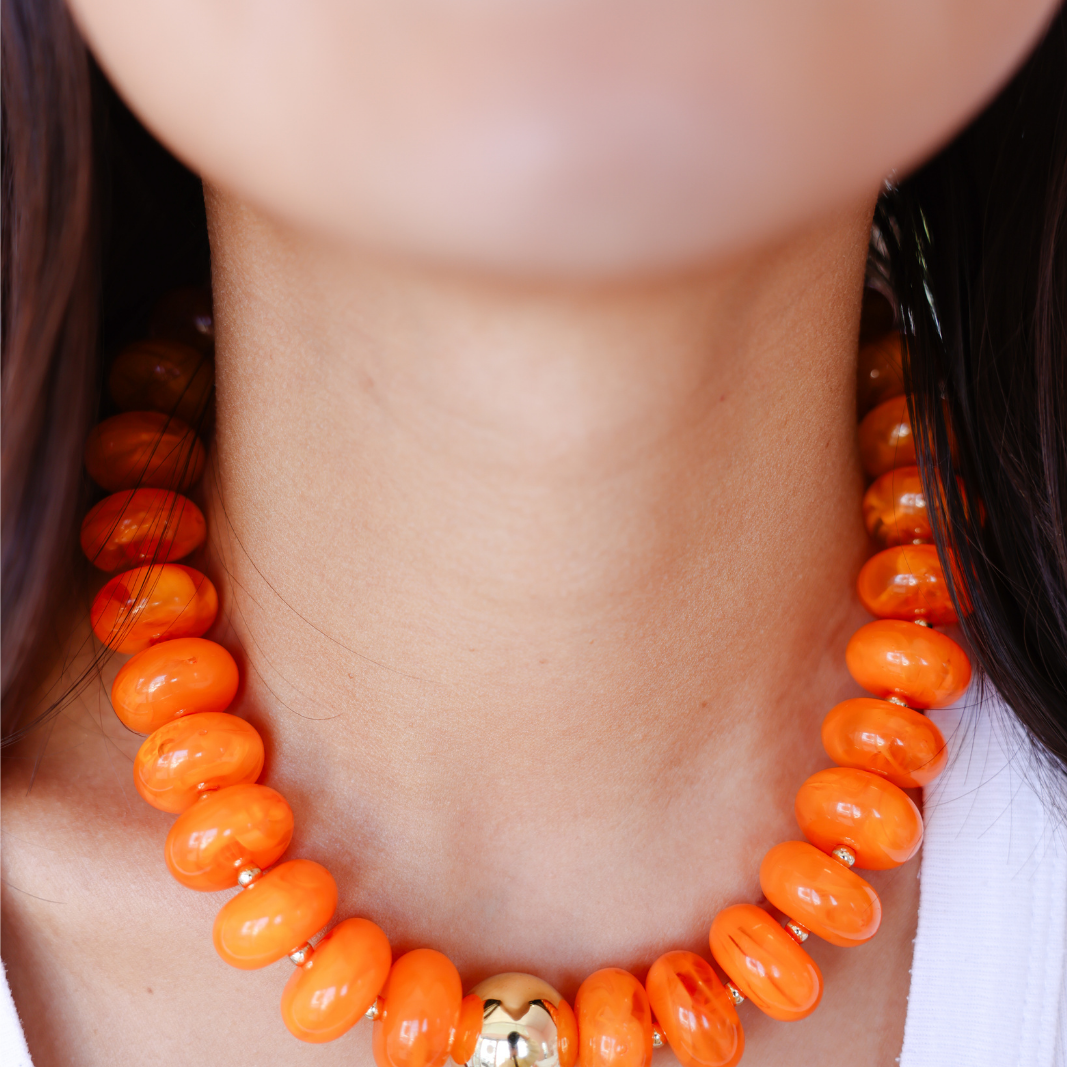 Bright Orange Gumball Necklace