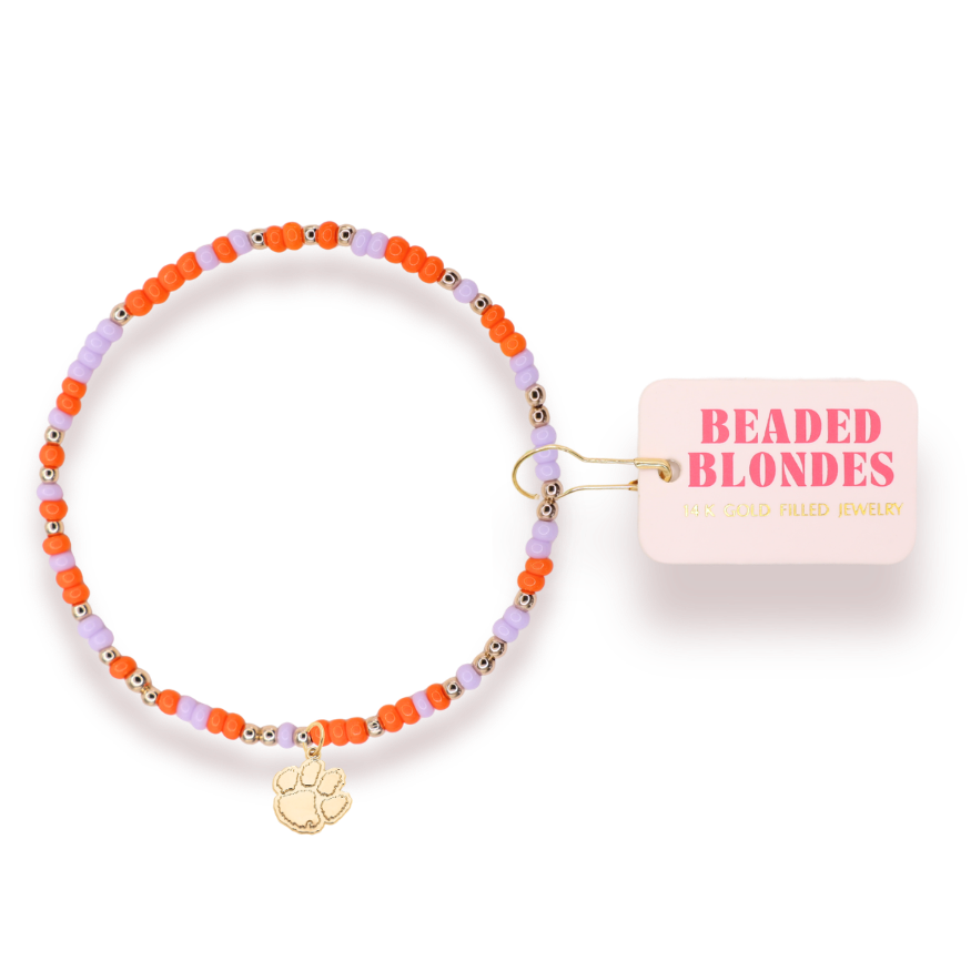 Clemson Logo Charm Bracelet on Color