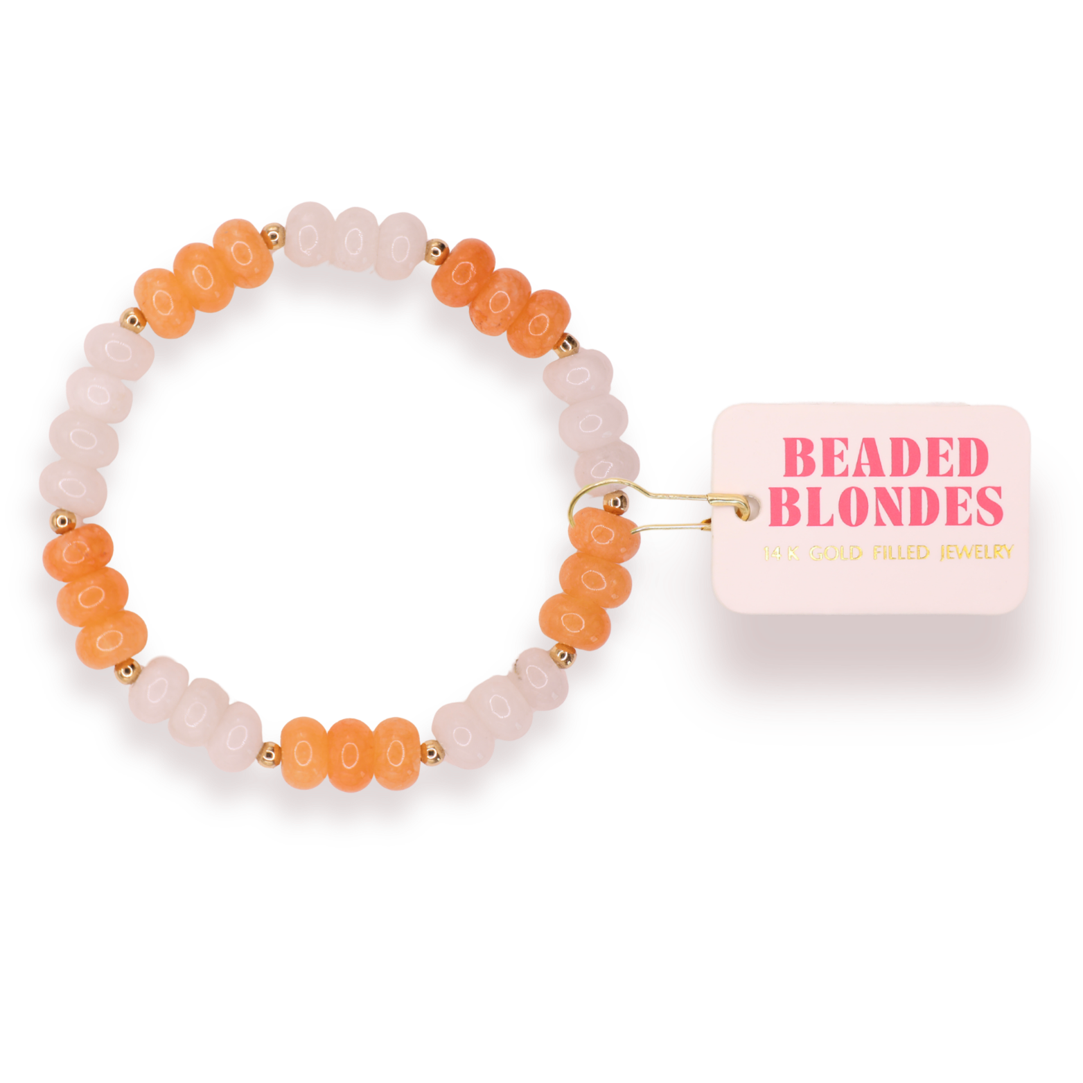Orange & White Colorblock Gemstone Bracelet (Sale)