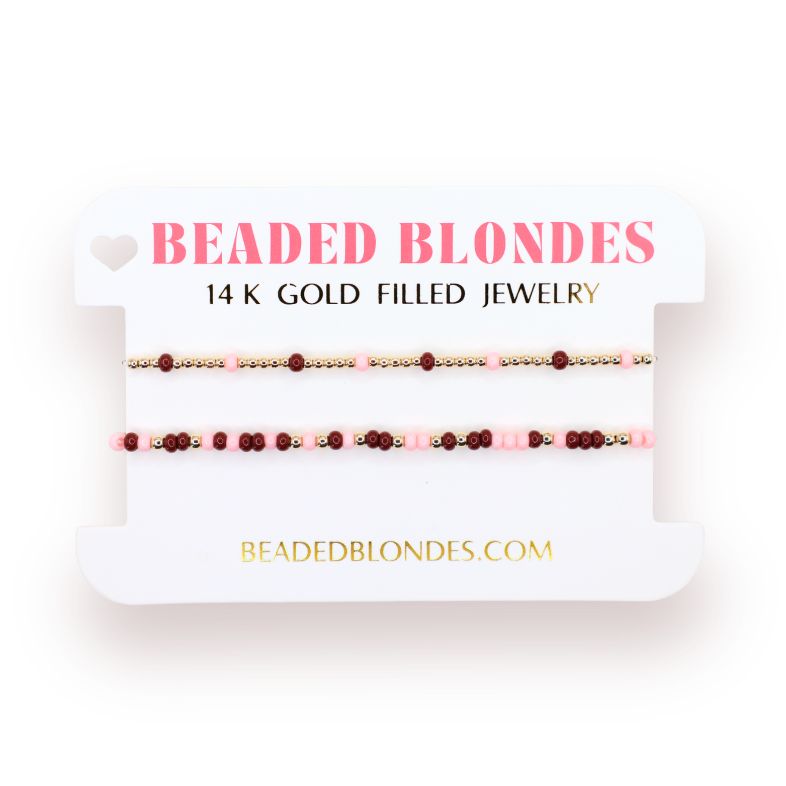 Penelope Bracelet in Light Pink and Maroon + Cranberry Blush Sprinkle (Stack of 2)