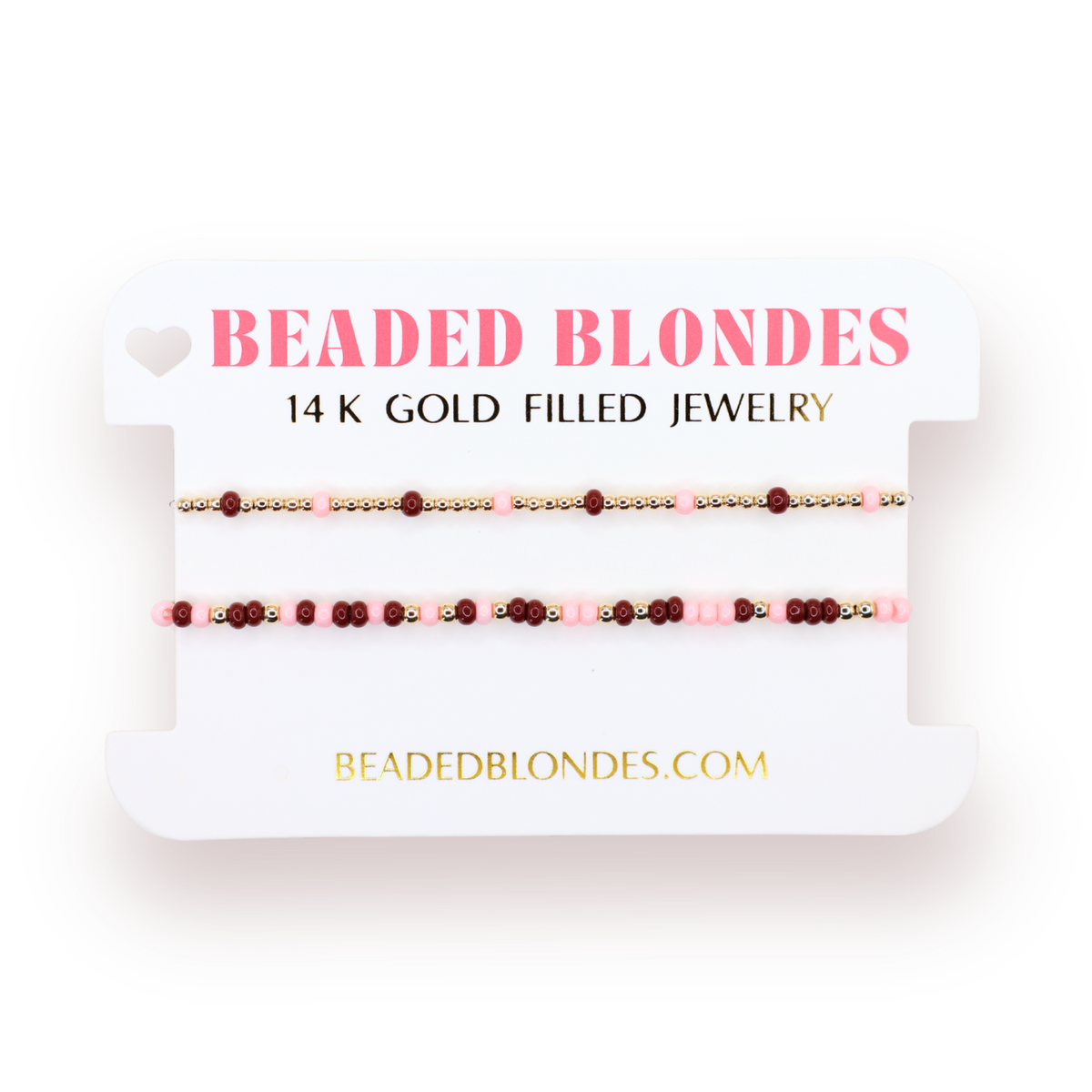 Penelope Bracelet in Light Pink and Maroon + Cranberry Blush Sprinkle (Stack of 2)