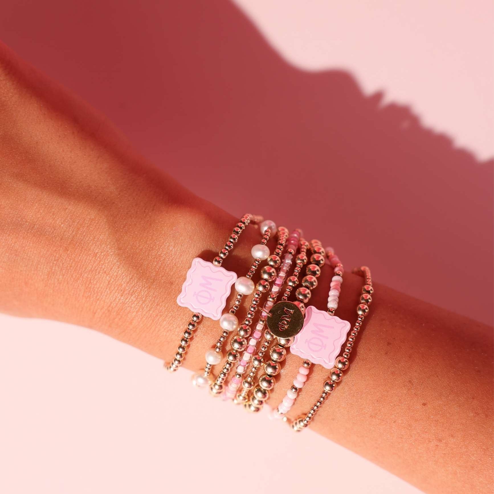 Phi Mu Block Bracelet on Color