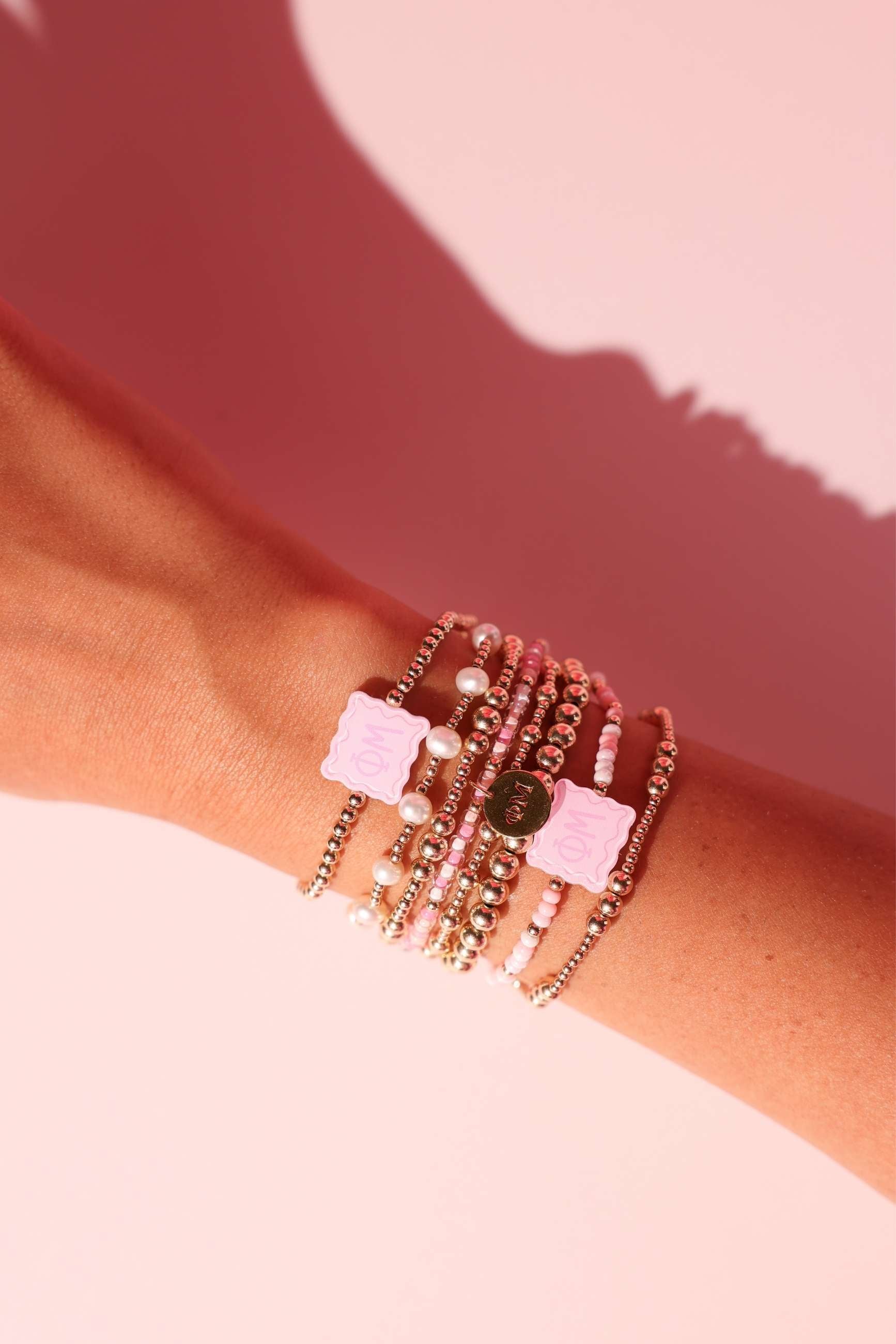 Phi Mu Block Bracelet on Color