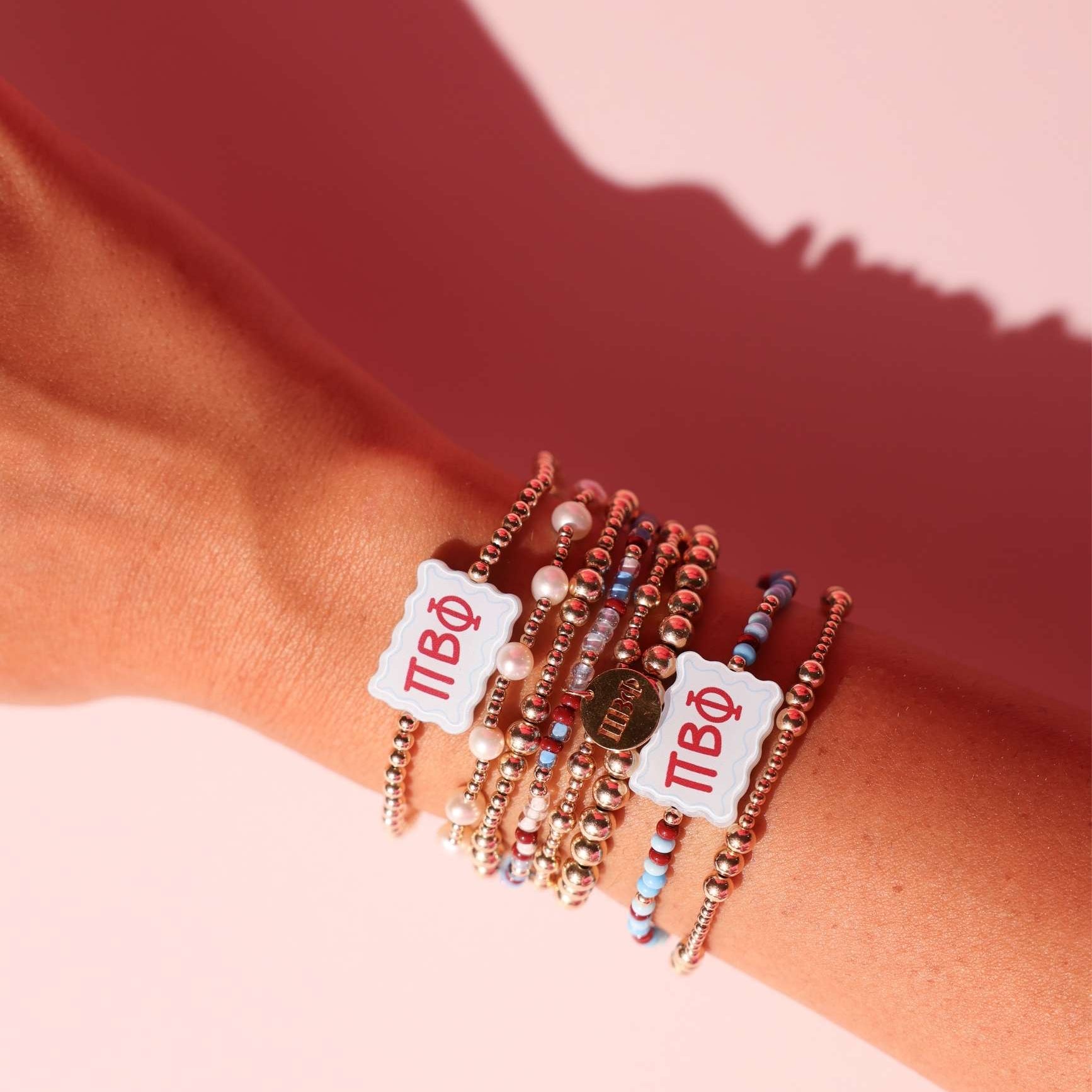 Pi Beta Phi Block Bracelet on Color