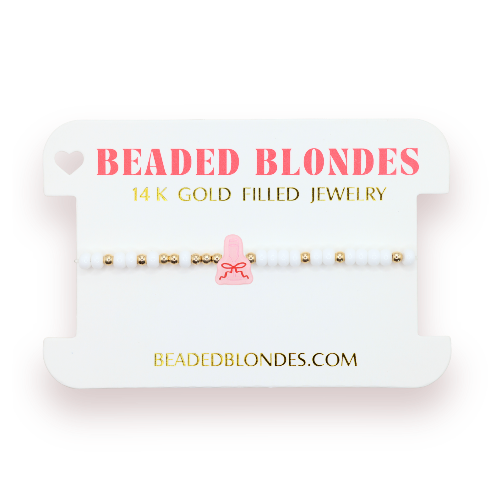Pink Champagne Glass on White Sprinkle Bracelet (Sale)