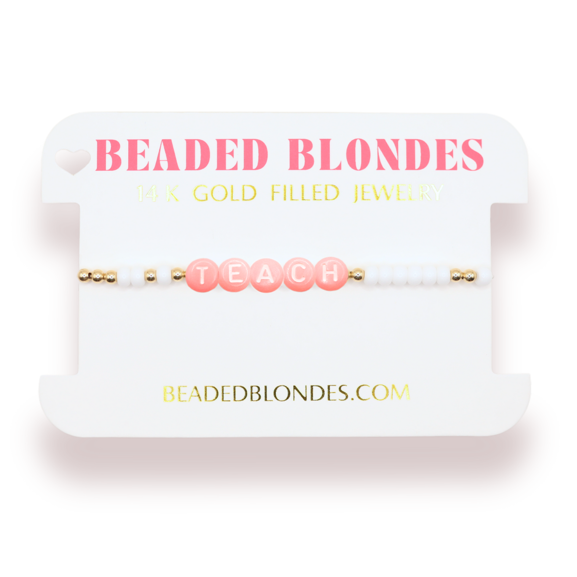 Teach Pastel Pink Letter Bracelet