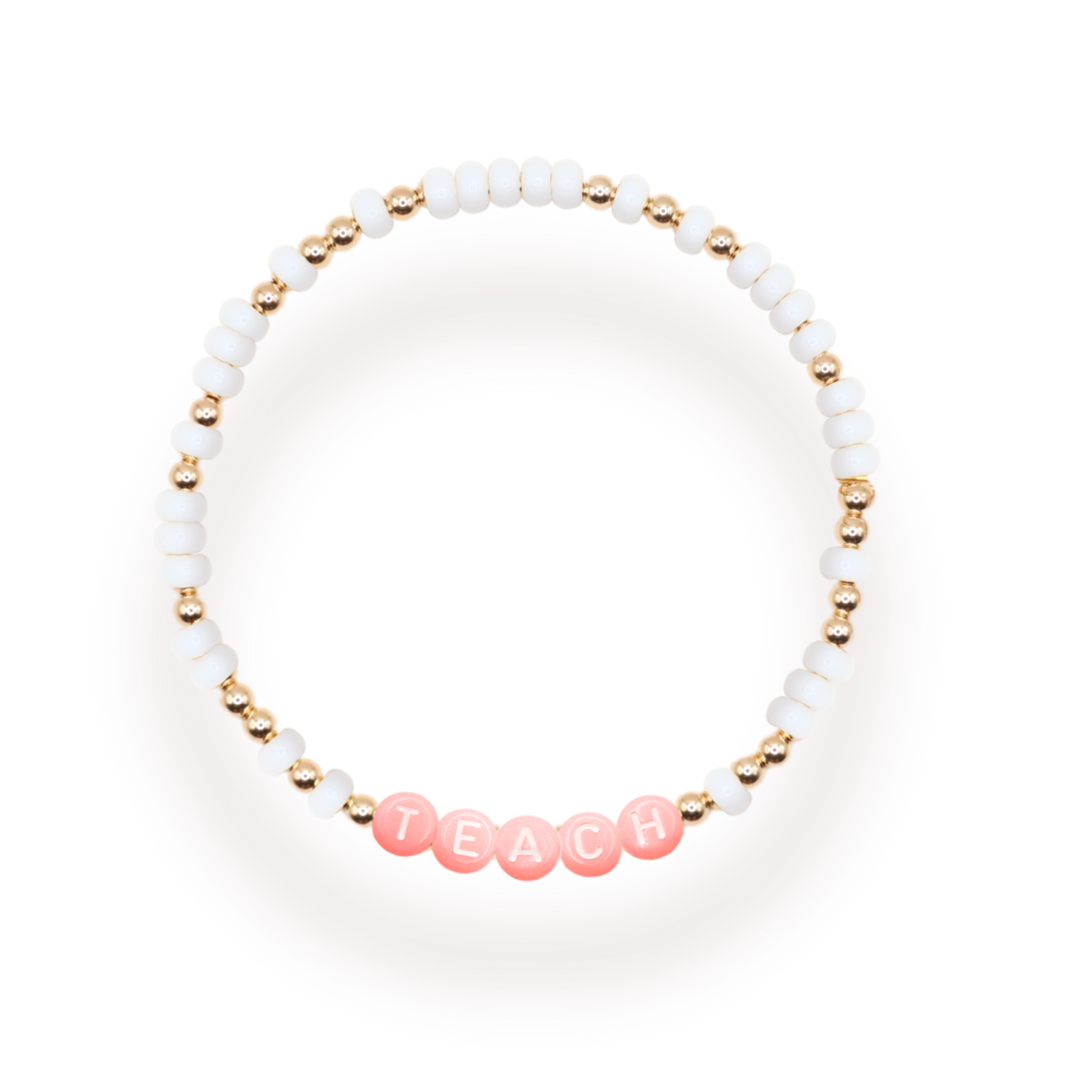 Teach Pastel Pink Letter Bracelet