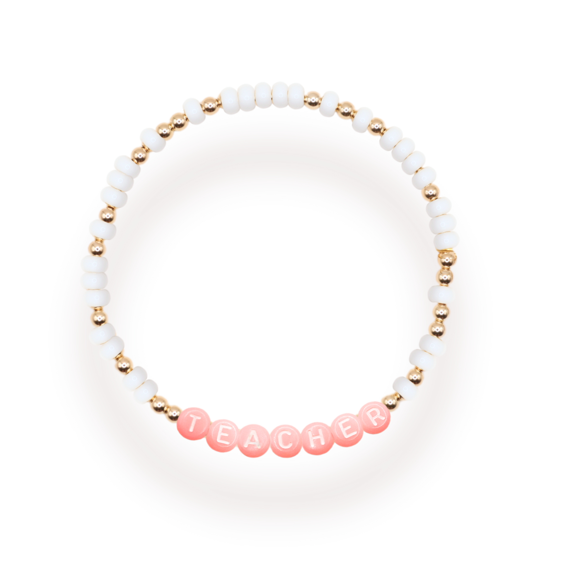 Teacher Pastel Pink Letter Bracelet