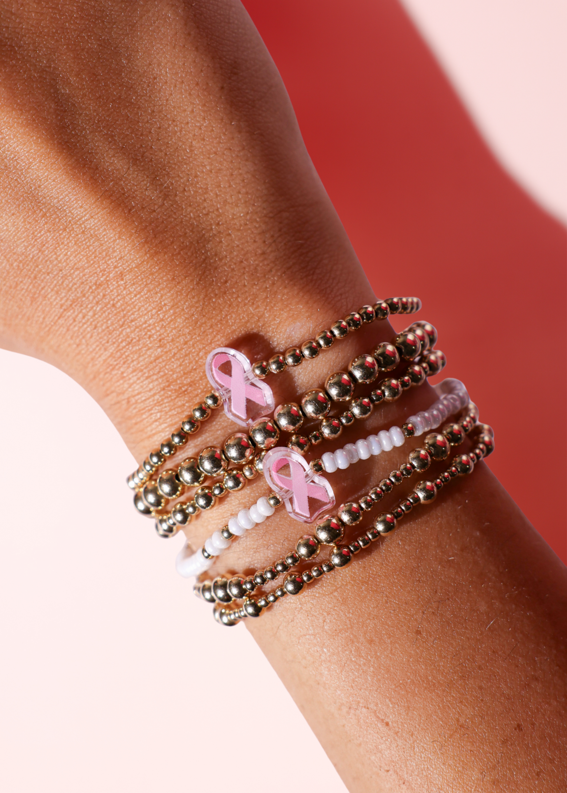 Pink Breast Cancer Awareness Ribbon Bracelet