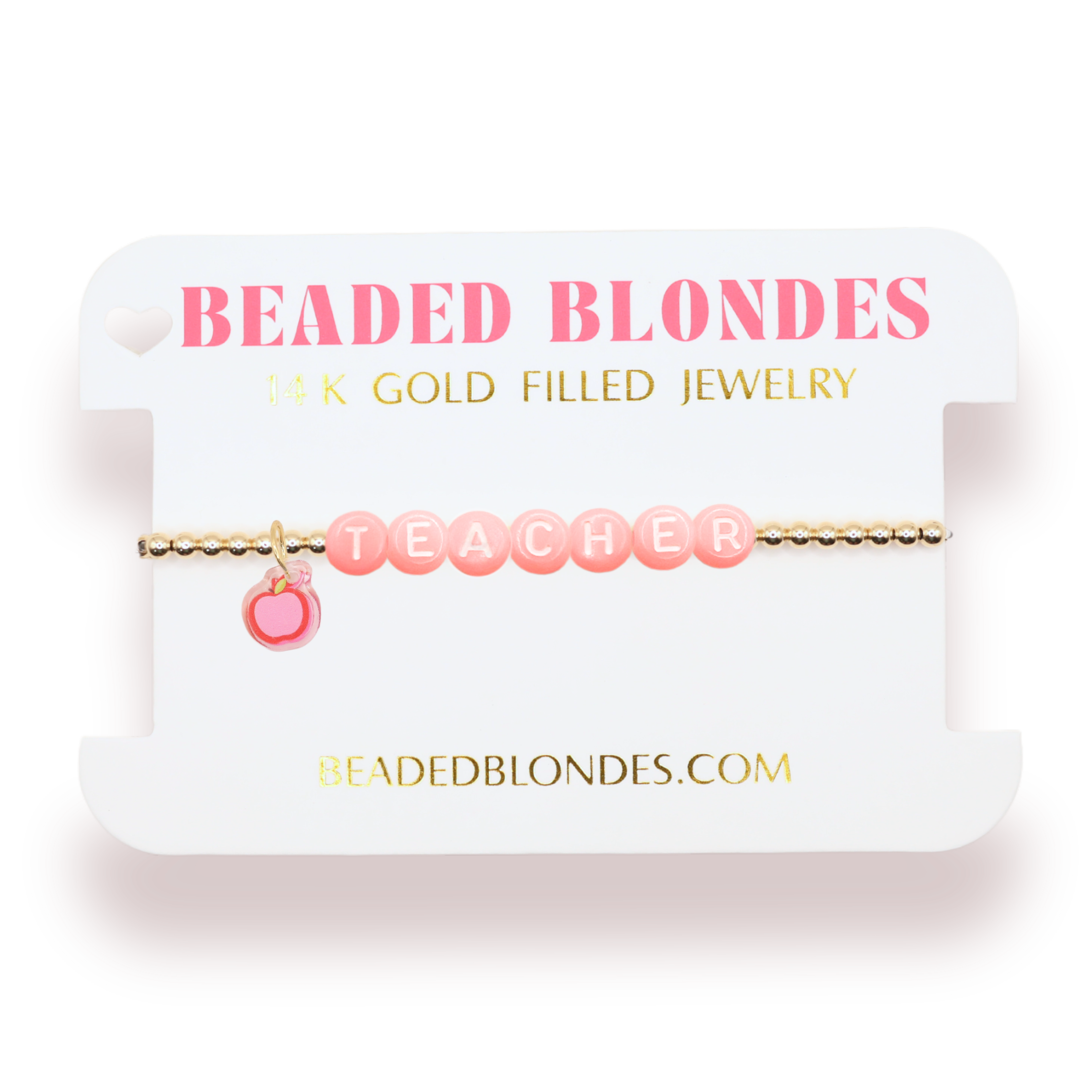 Pink Teacher Apple Charm Bracelet