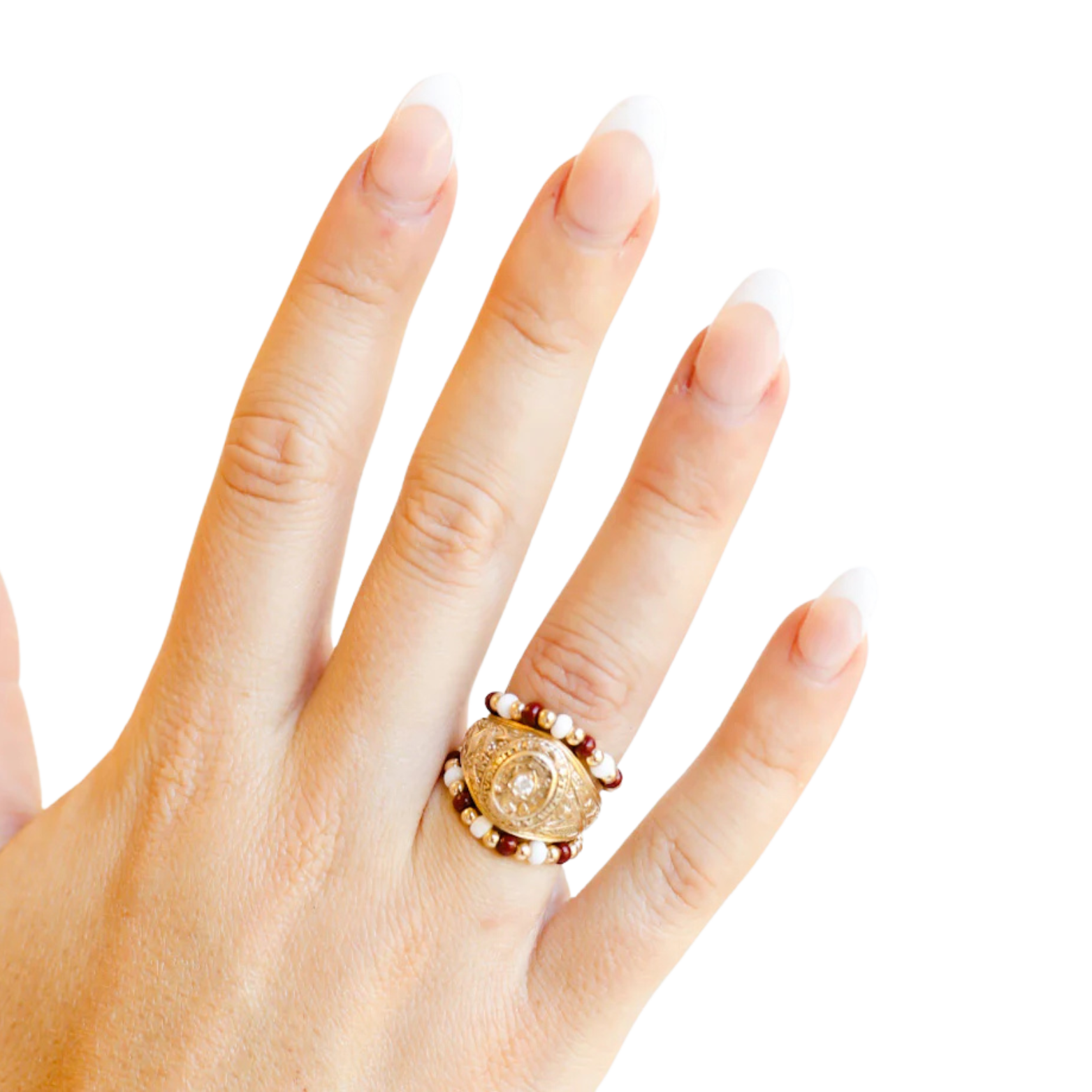 The Poppi Ring in Maroon & White