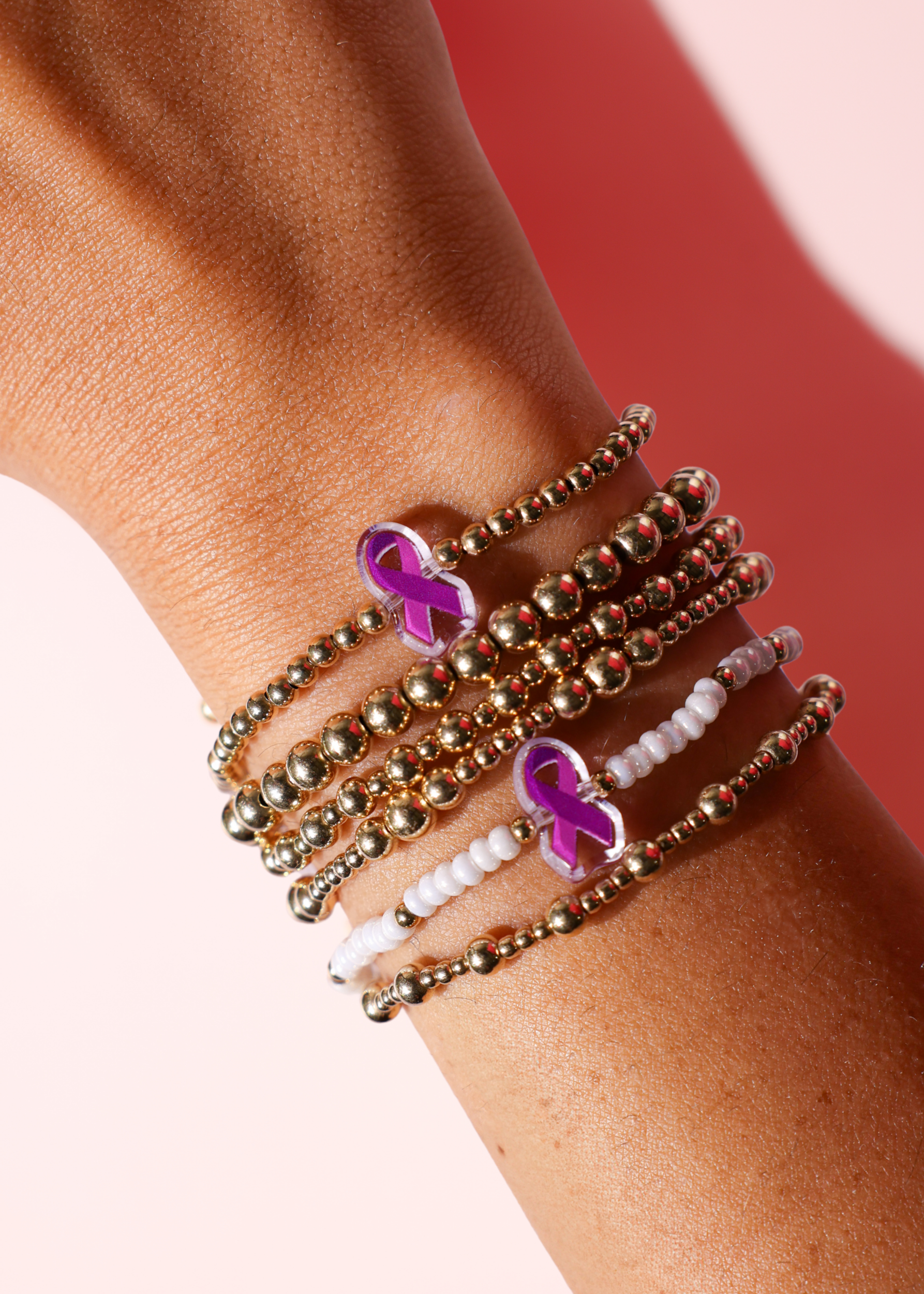 Purple Cancer Awareness Ribbon Bracelet