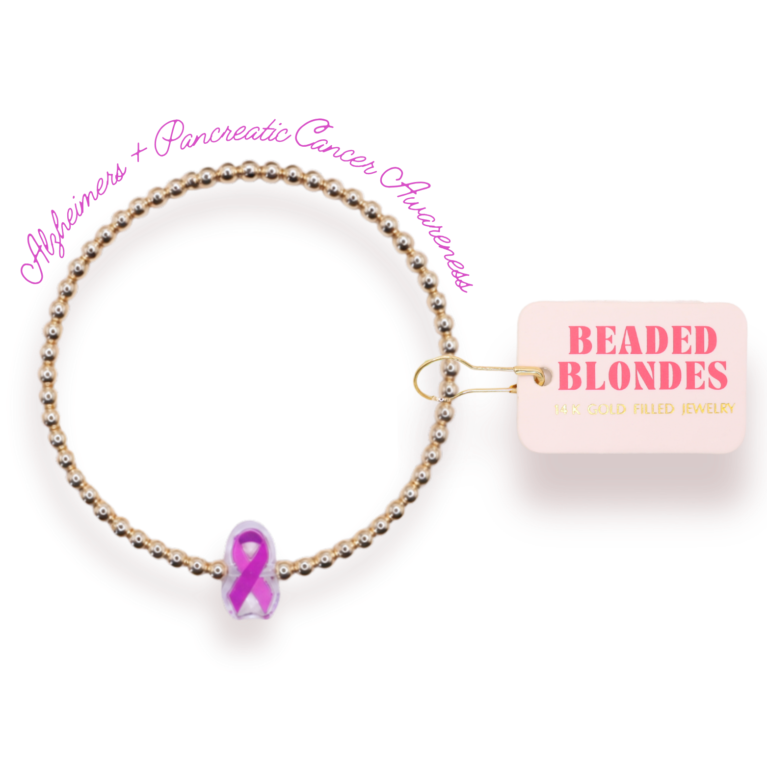 Purple Cancer Awareness Ribbon Bracelet