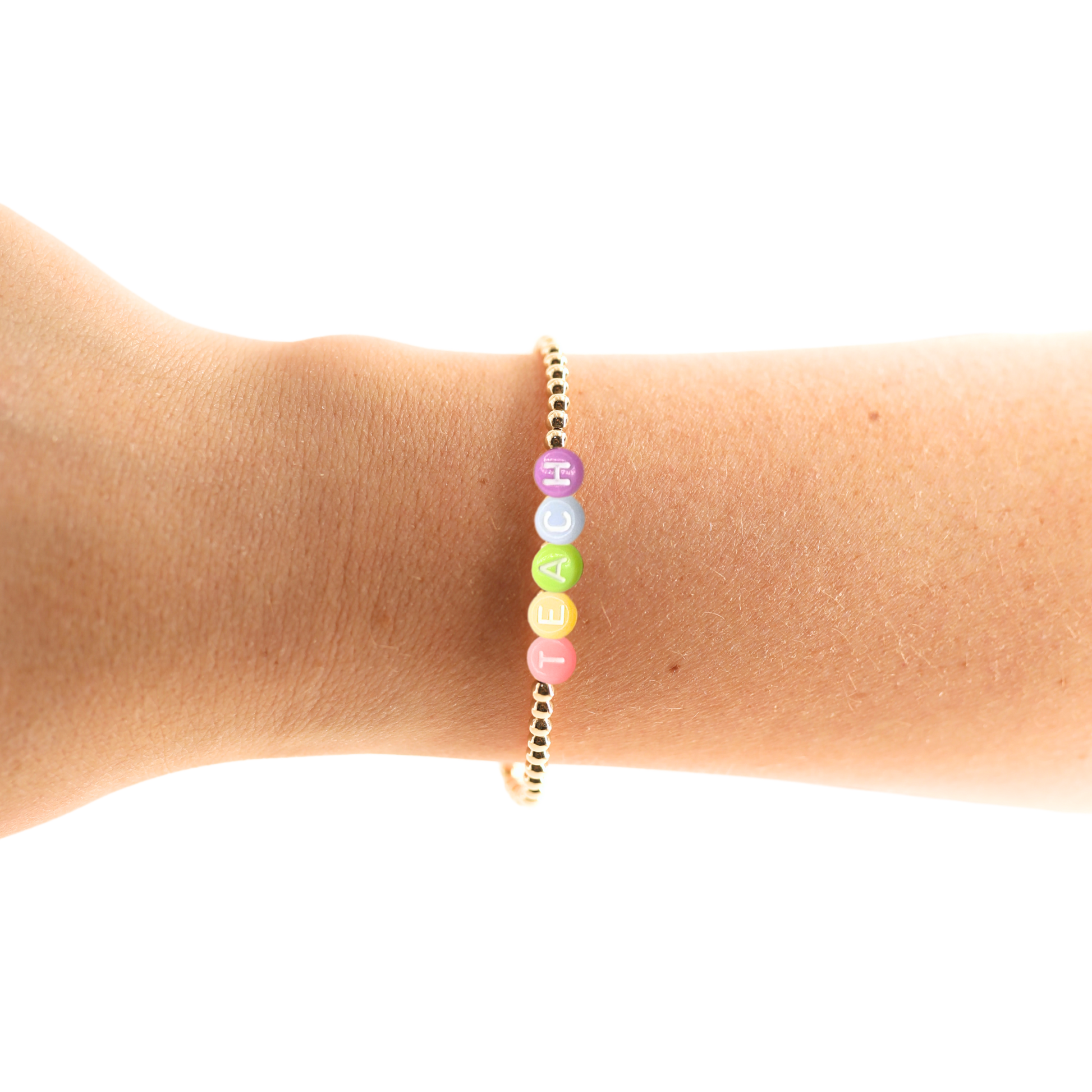 Teach Rainbow Letter Bracelet