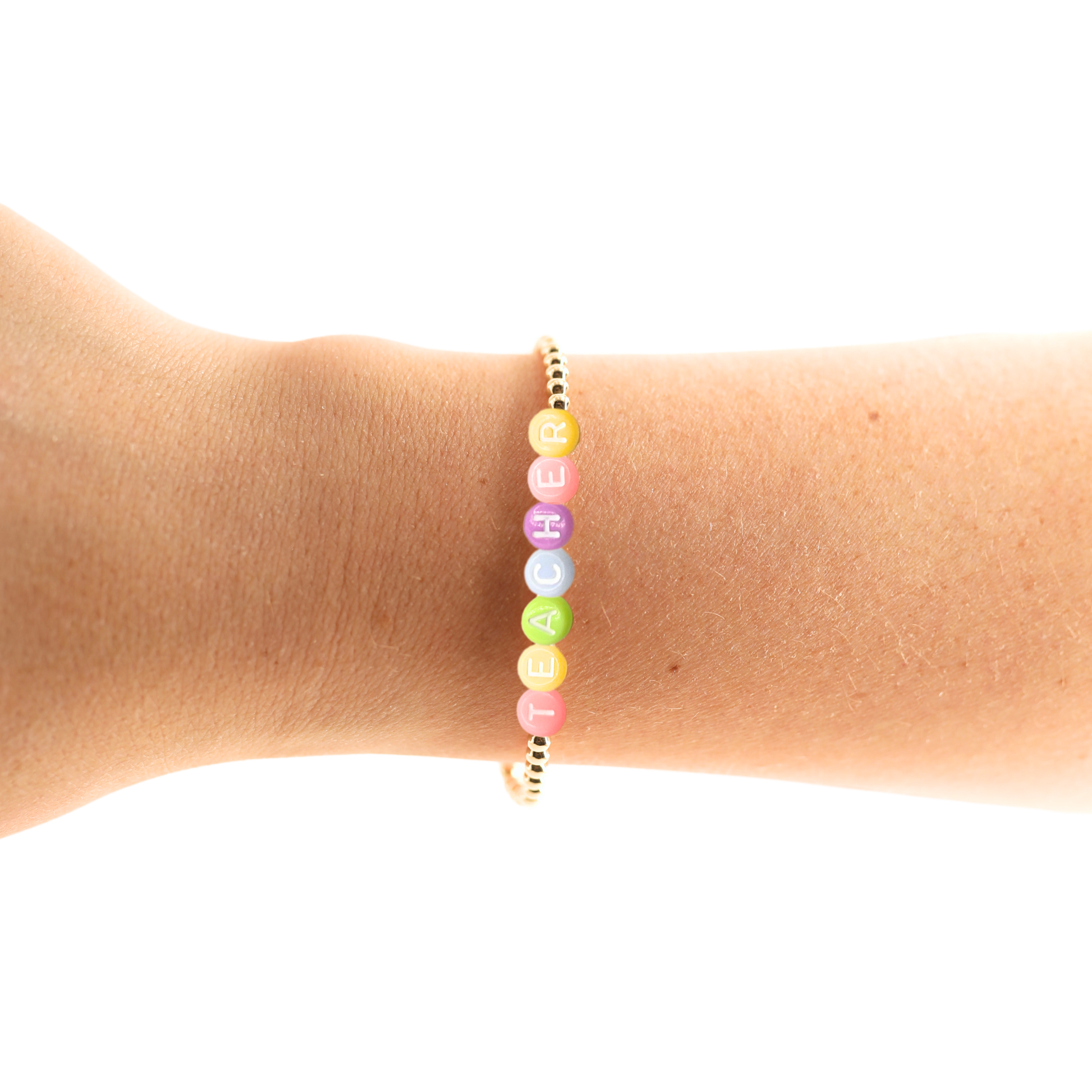 Teacher Rainbow Letter Bracelet