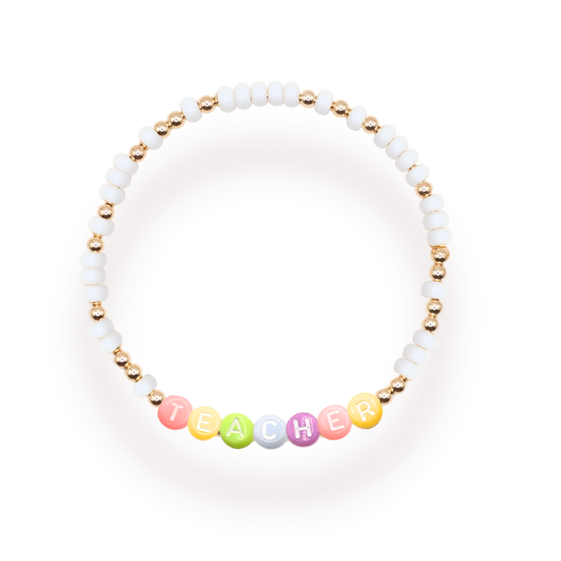 Teacher Rainbow Letter Bracelet