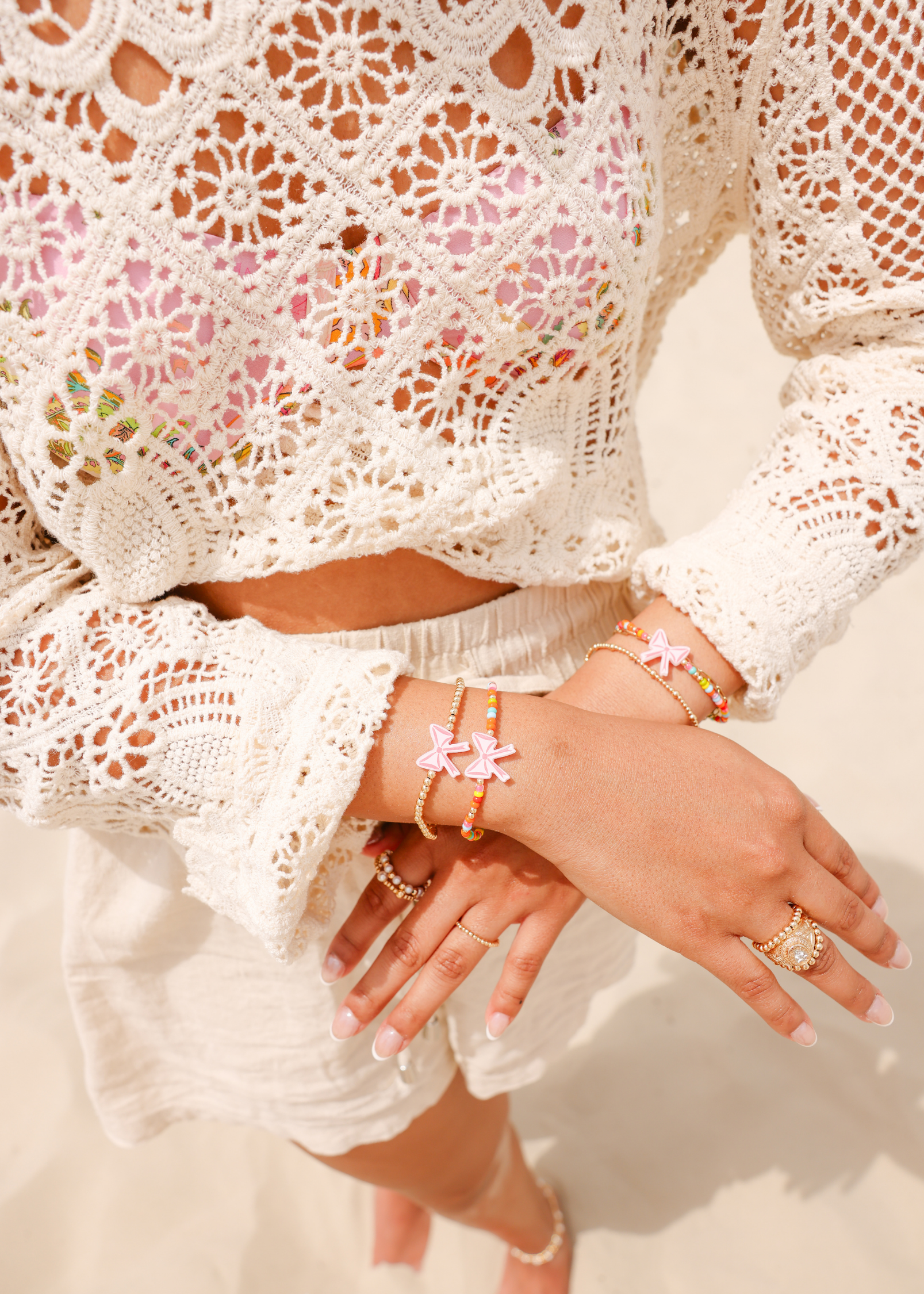 Red Bow Bracelet on Gold