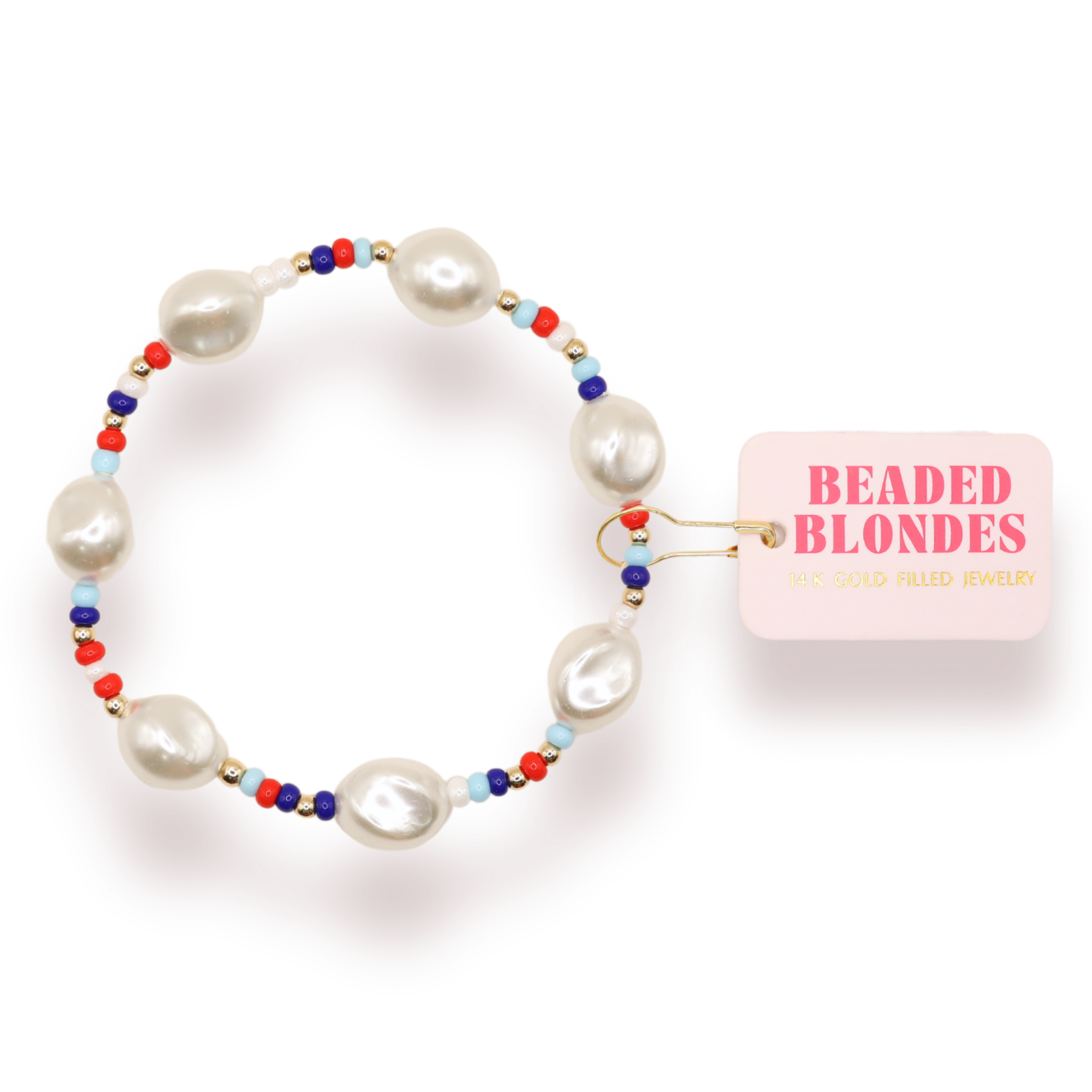 Red, White and Blue Sadie Pearl Sprinkle Bracelet