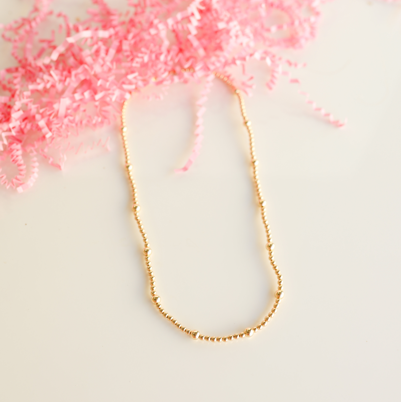 Olive Gold Beaded Stretch Necklace