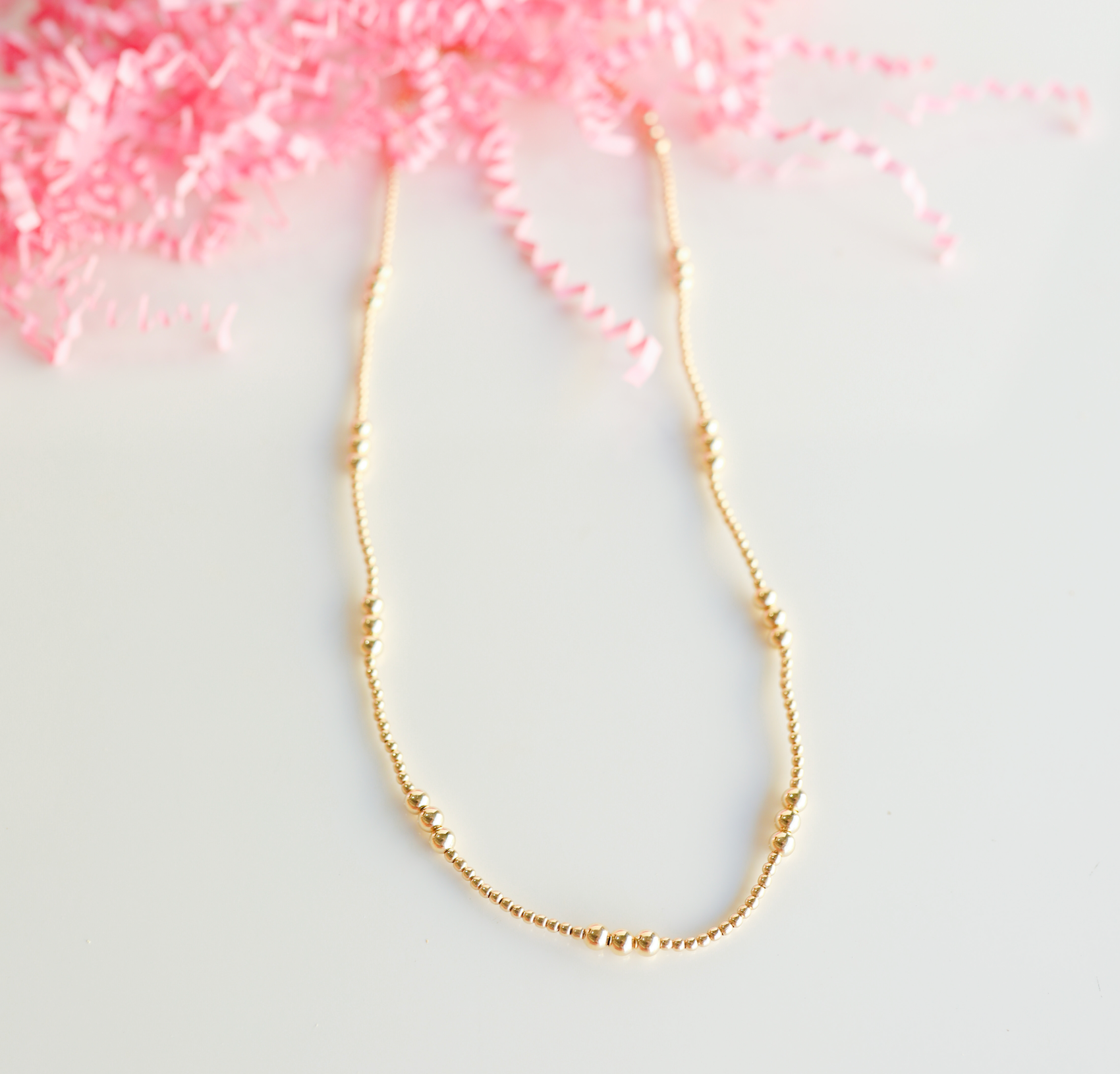 ILY Gold Beaded Stretch Necklace