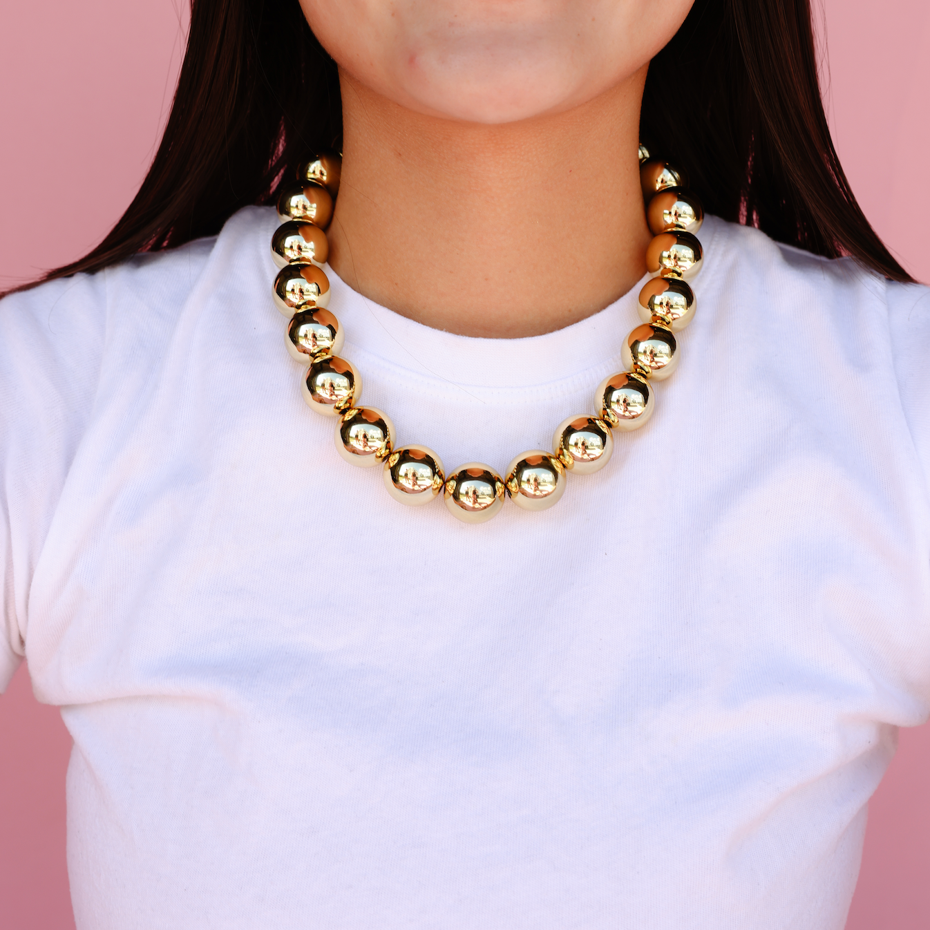 Large Gold Beaded Necklace