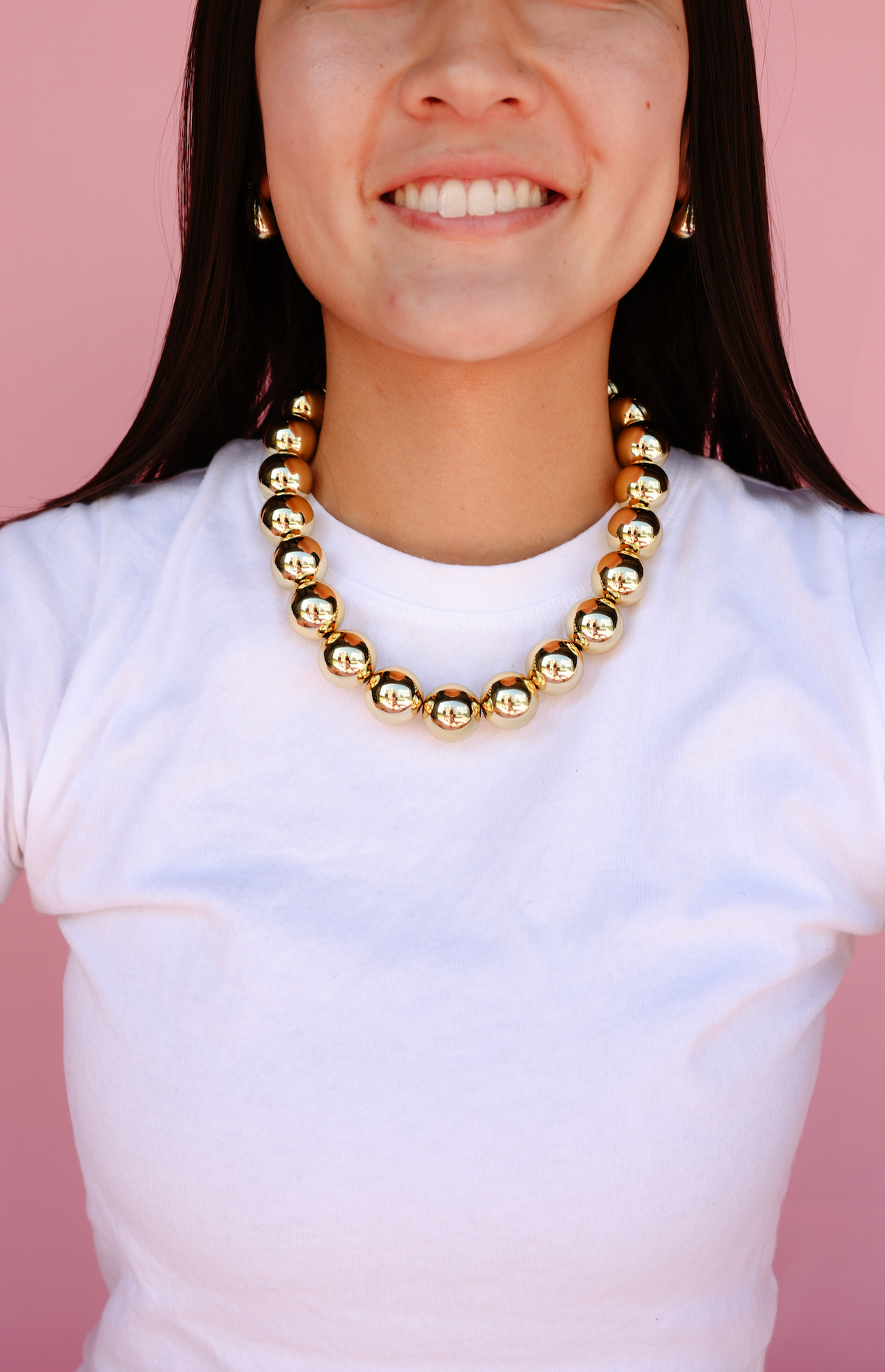 Large Gold Beaded Necklace