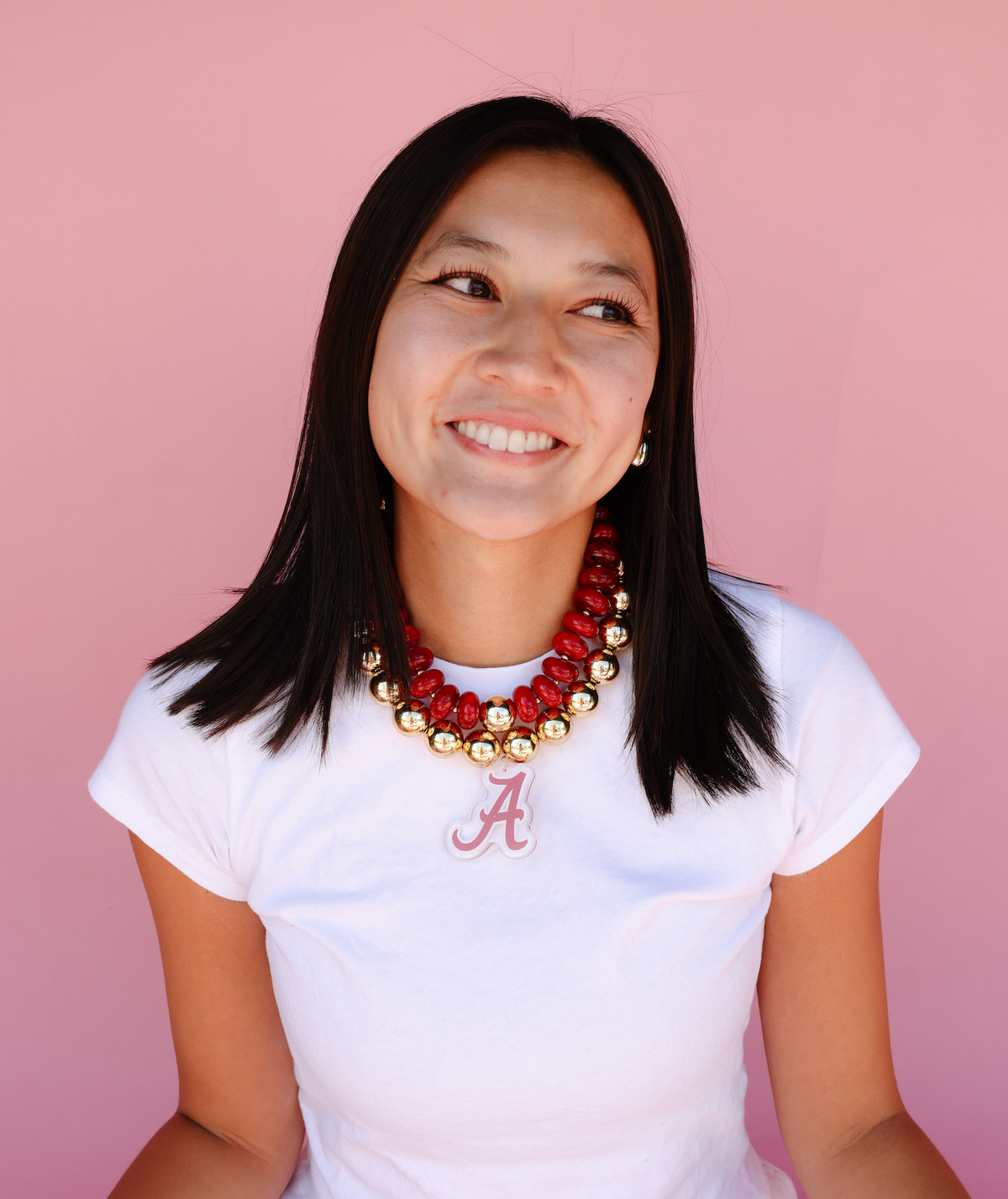 Alabama Logo Large Gold Beaded Necklace