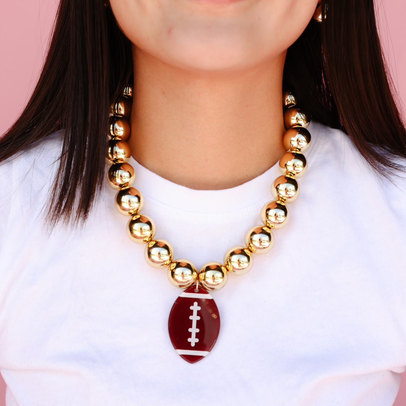 Football Large Gold Beaded Necklace